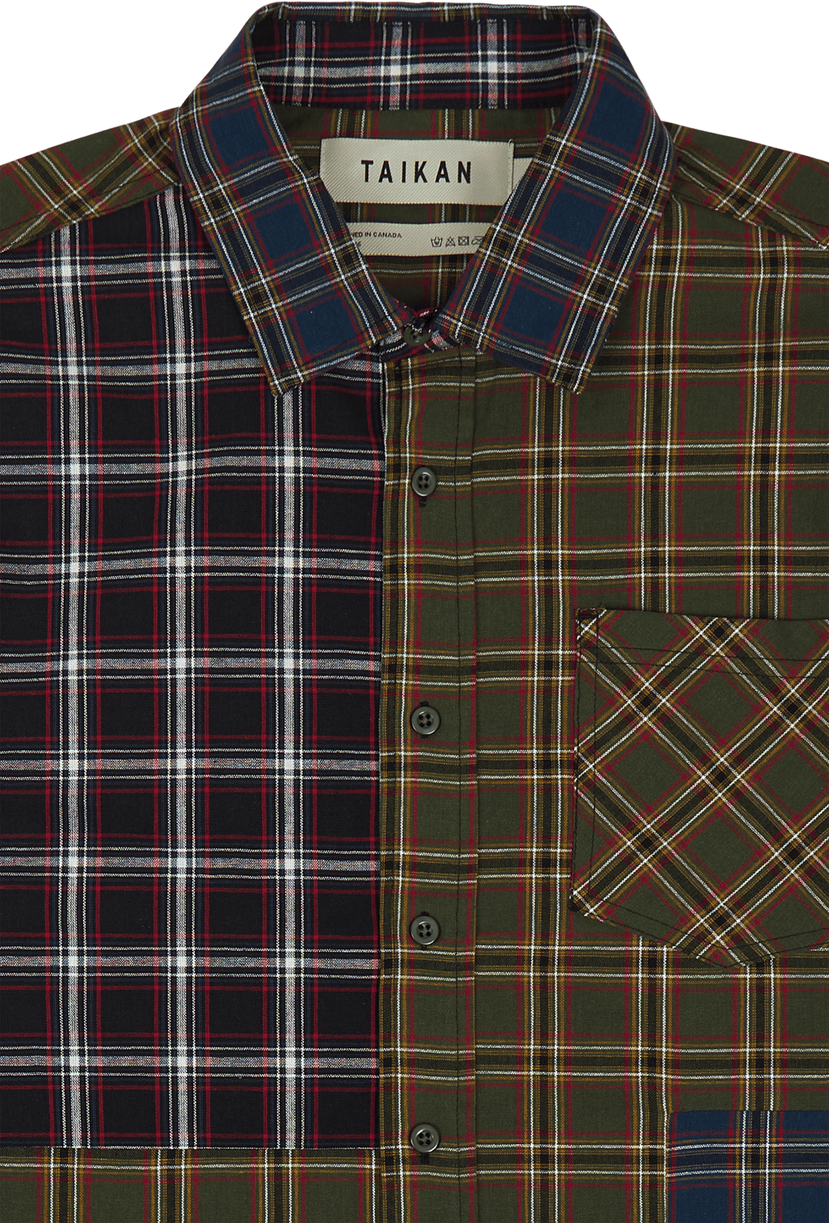 Patchwork S/s Shirt Olive Plaid - Bild 3