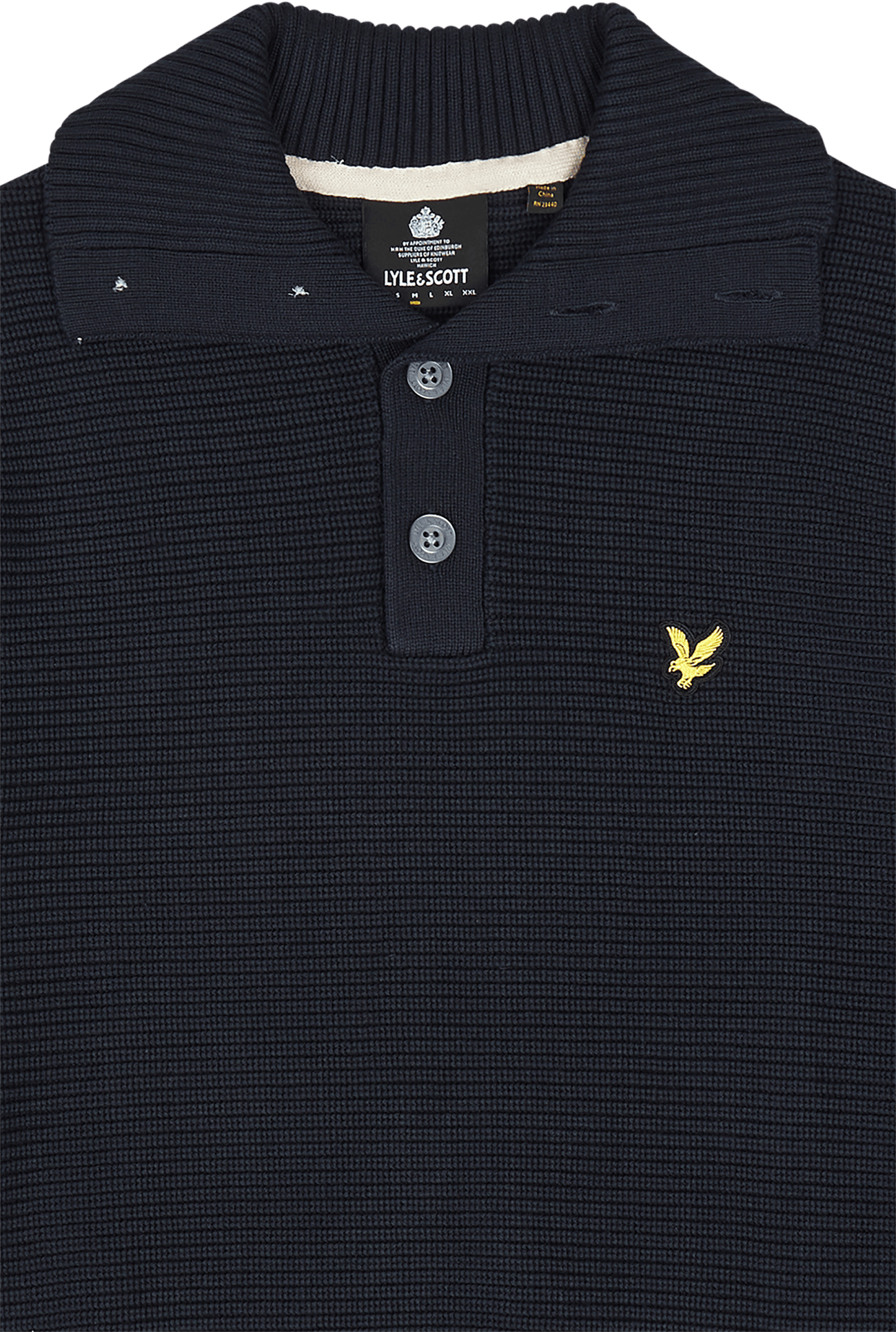 Lyle & Scott Chunky Rib Button Neck Z271 Dark - Bild 3