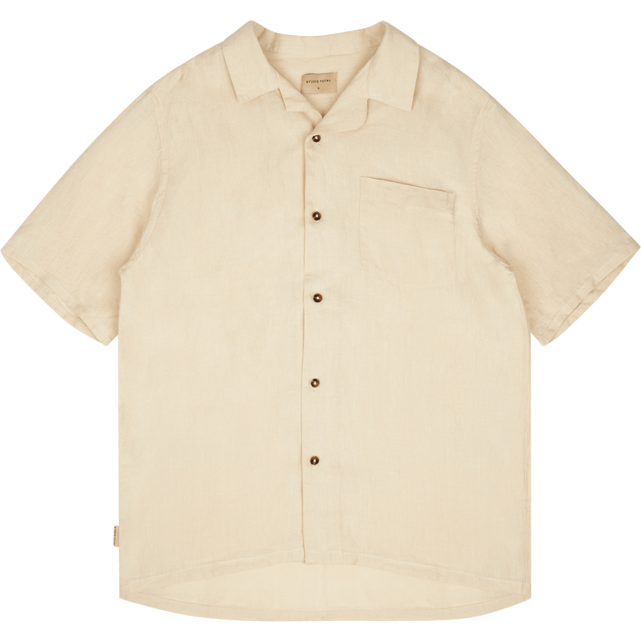 Camp Collar Ss Linen Shirt Ecru
