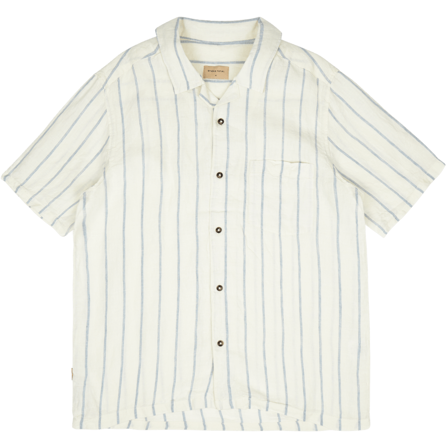 Camp Collar Ss Linen Shirt Print