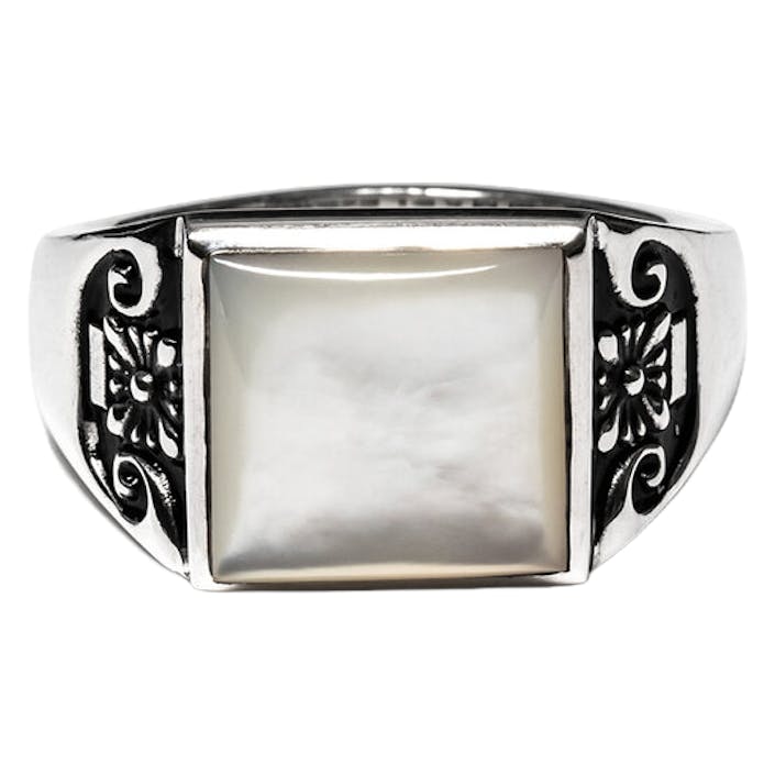 Collegiate Ring Blank Silver 925/mother Of Pearl, Unisex, Equipment, other accessories, Silver, M/L