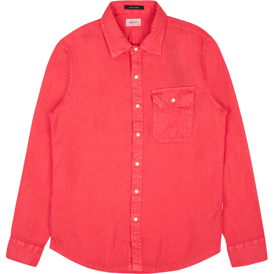 Replay Linen Shirt 259 Coral Red