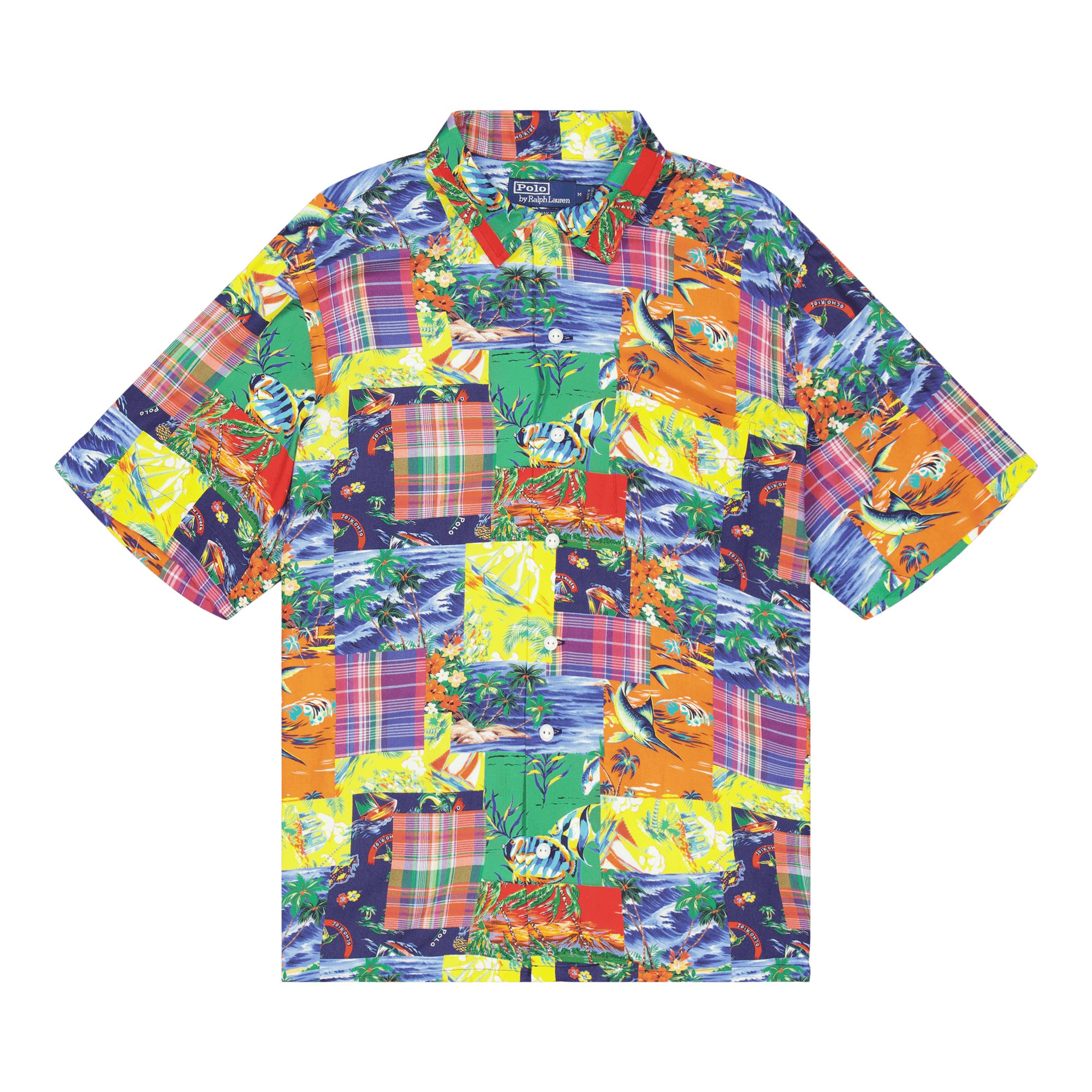 Classic Fit Patchwork Poplin Camp Shirt High Tide Patchwork