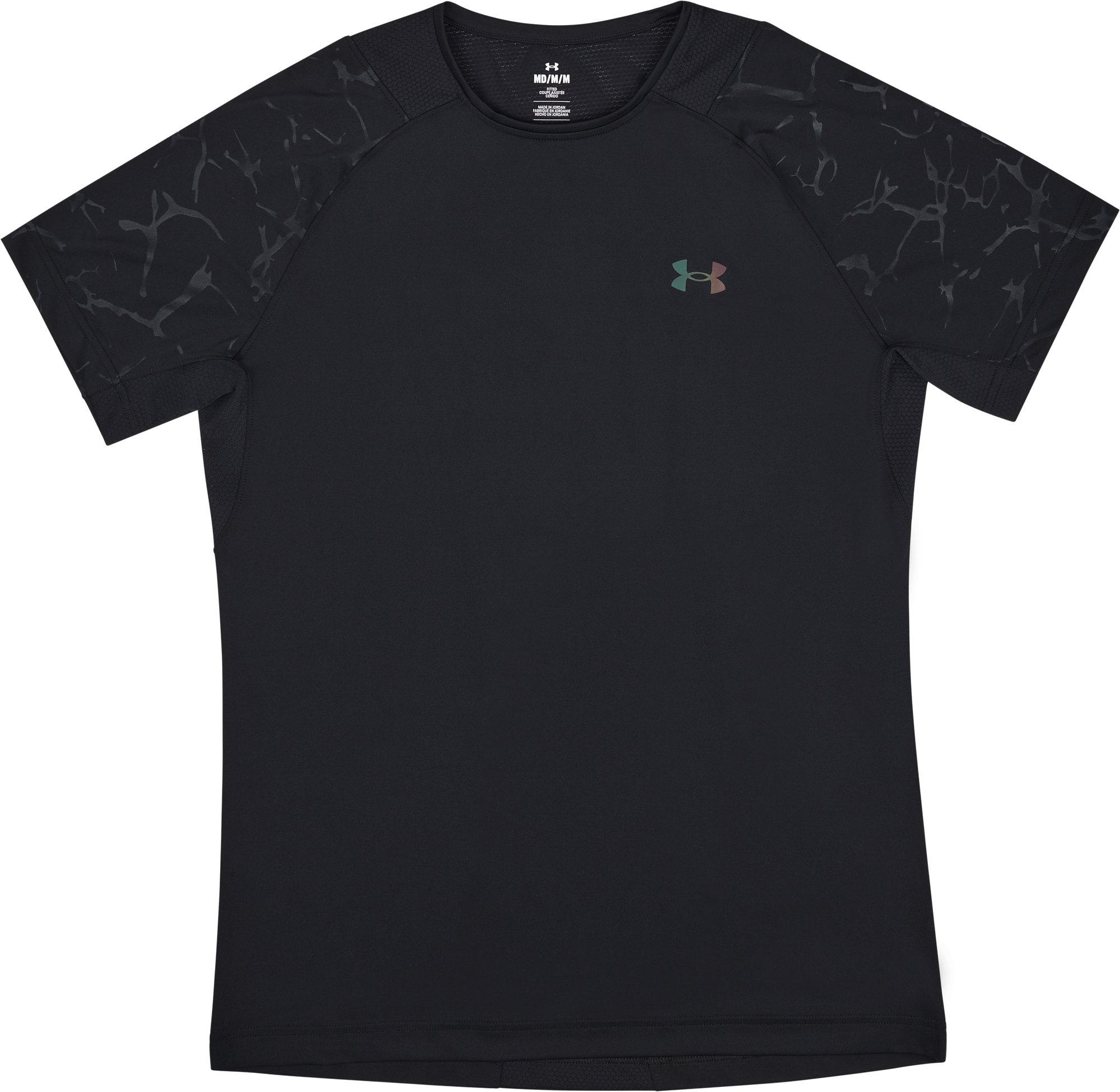 UA Rush Emboss Ss, Male, Kleding, T-shirt, Zwart, XL