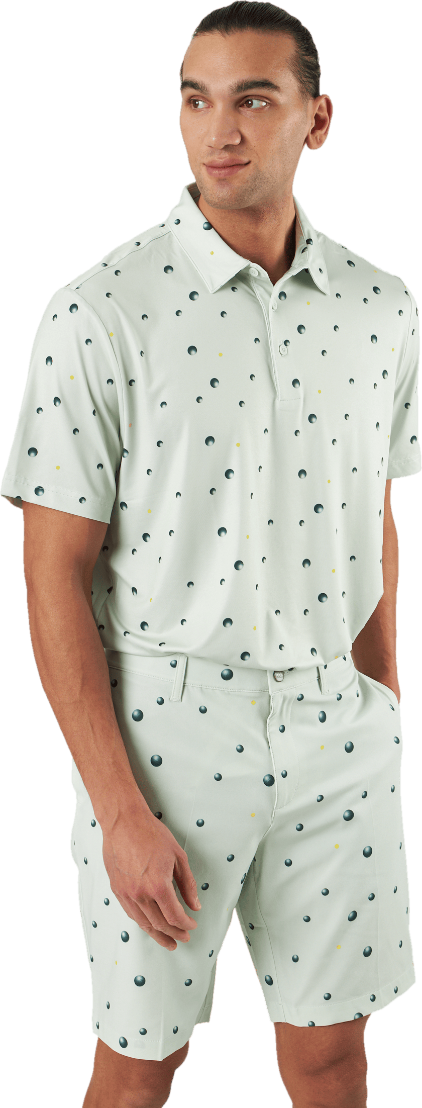 Ultimate365 Allover Print Golf Polo Shirt Linen Green / Shadow Green / Impact Yellow - Bild 6