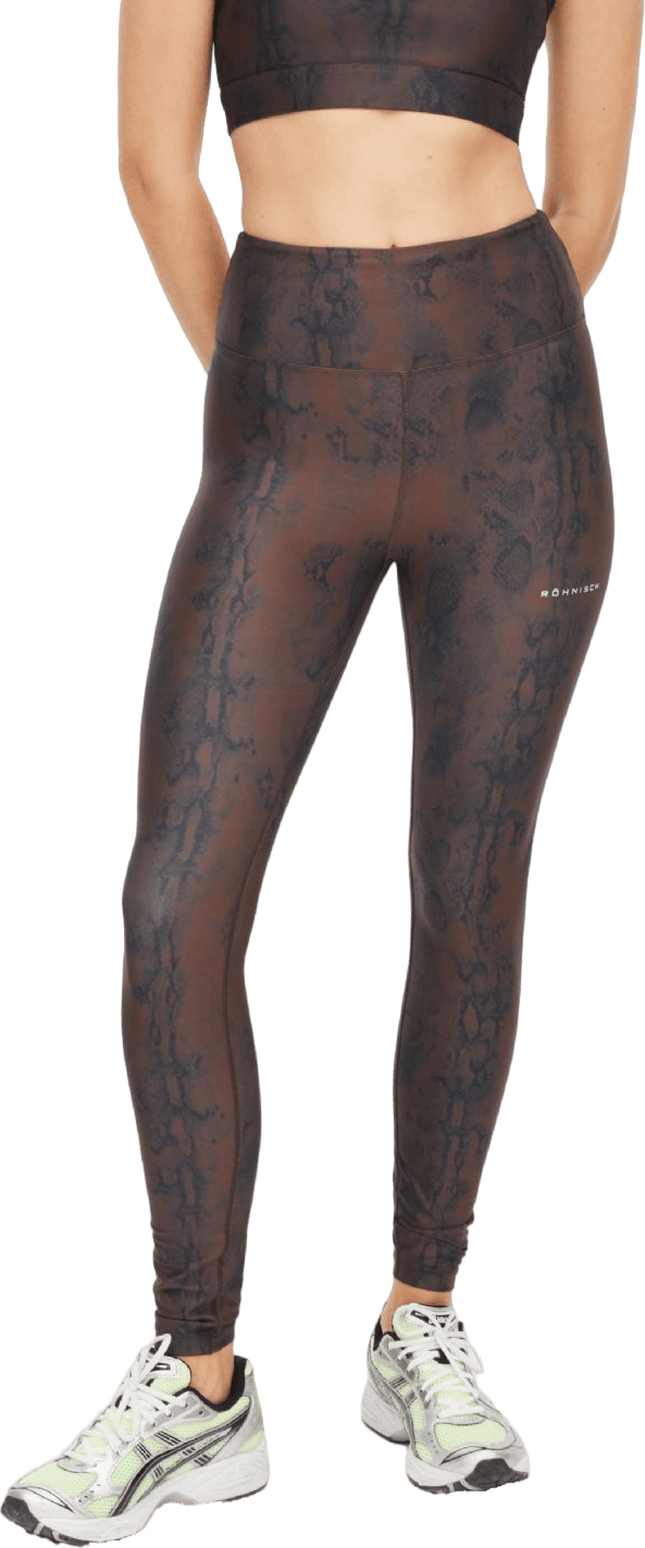 Printed High Waist Tights Brown Snake