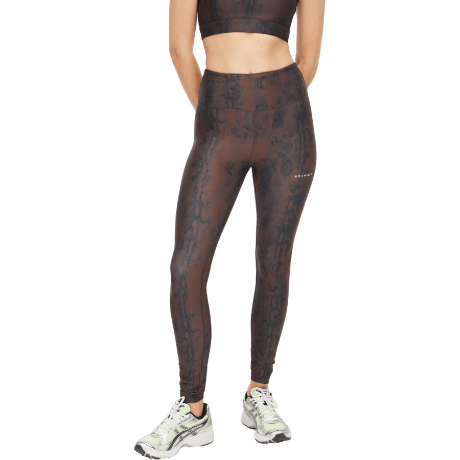 Printed High Waist Tights Brown Snake