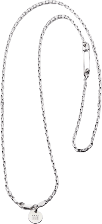 Silver Safety Pin Necklace Silver, Male, Équipement, autres accessoires, Argenté, ONESIZE
