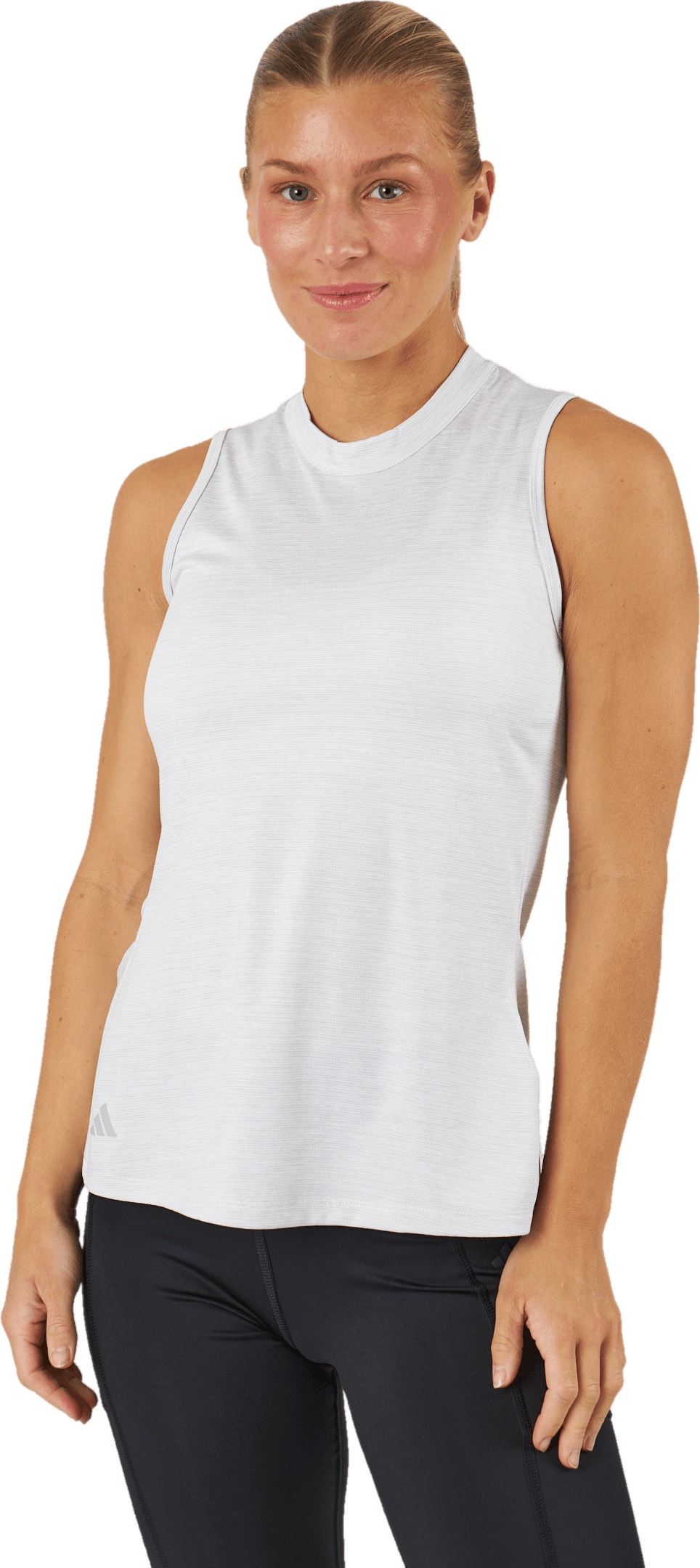 Essentials Heathered Mock-Neck Sleeveless Golf Polo Shirt White, Female, Apparels, T-shirt, Golf, White, S