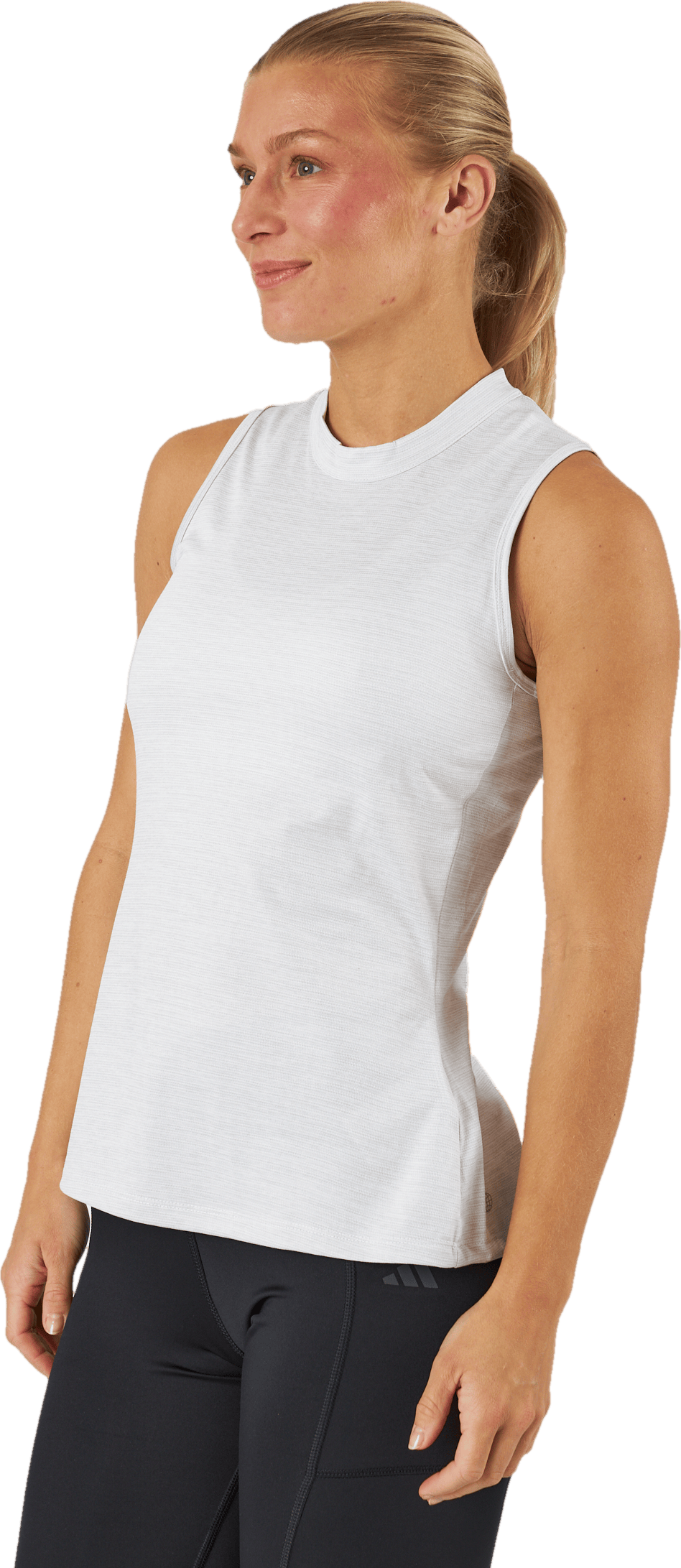 Essentials Heathered Mock-Neck Sleeveless Golf Polo Shirt White - Bild 2