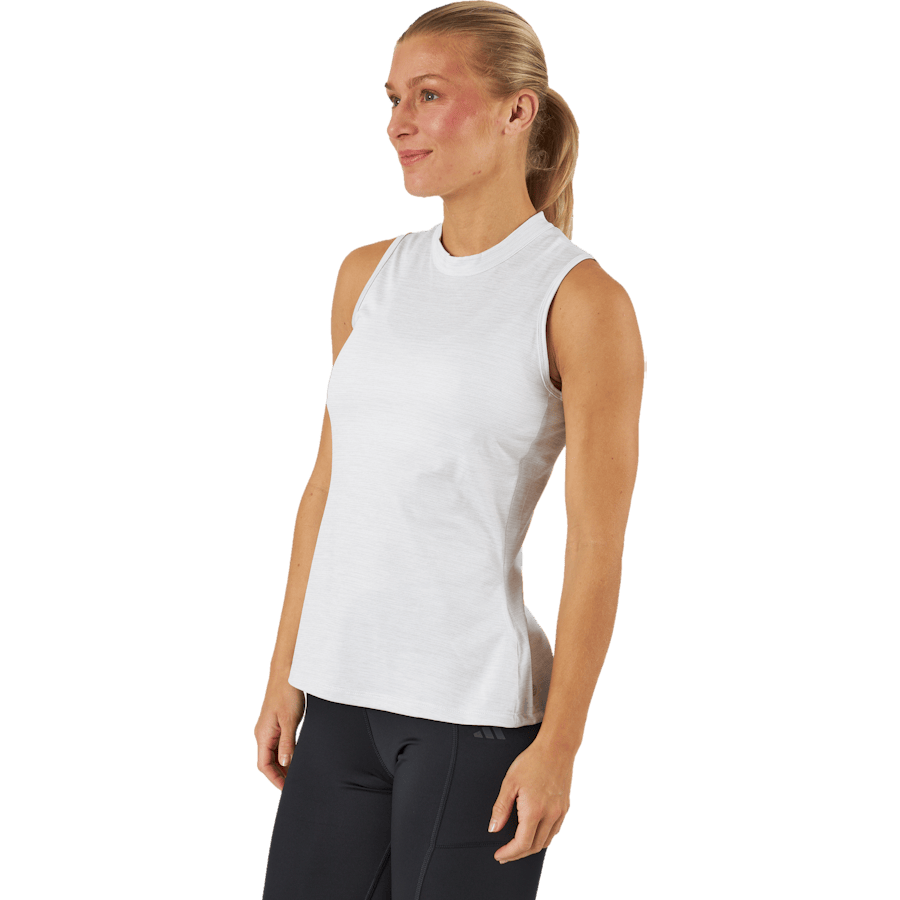 Essentials Heathered Mock-Neck Sleeveless Golf Polo Shirt White - Bild 2