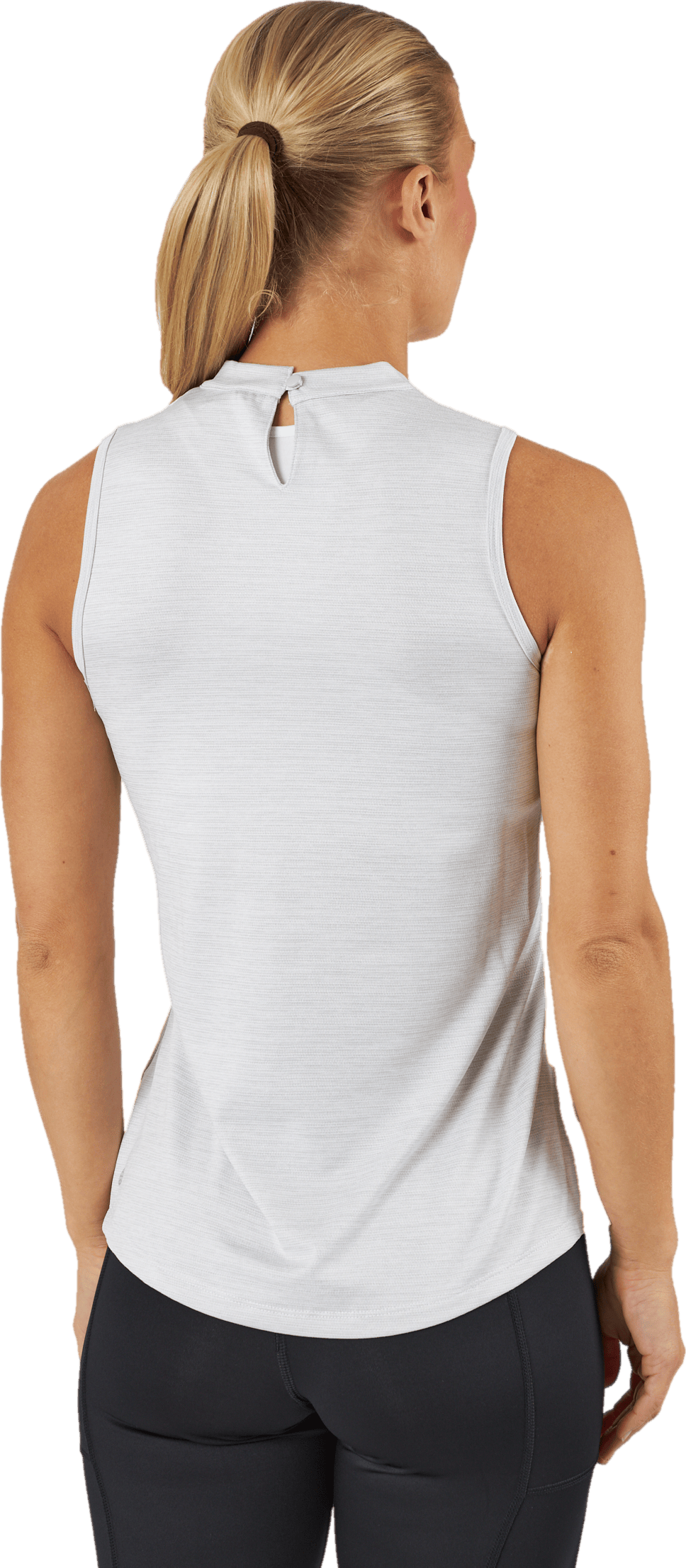 Essentials Heathered Mock-Neck Sleeveless Golf Polo Shirt White - Bild 3