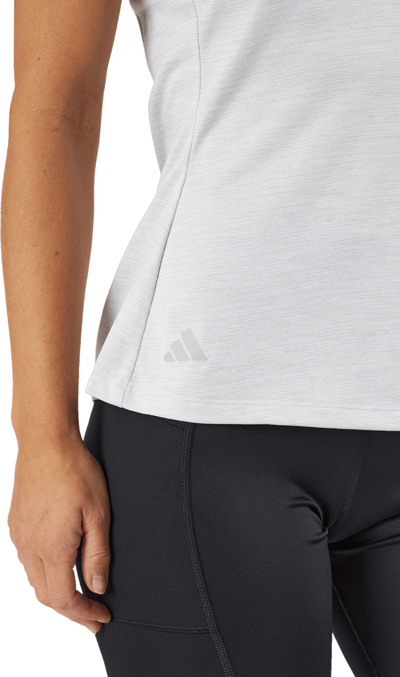 Essentials Heathered Mock-Neck Sleeveless Golf Polo Shirt White - Bild 5