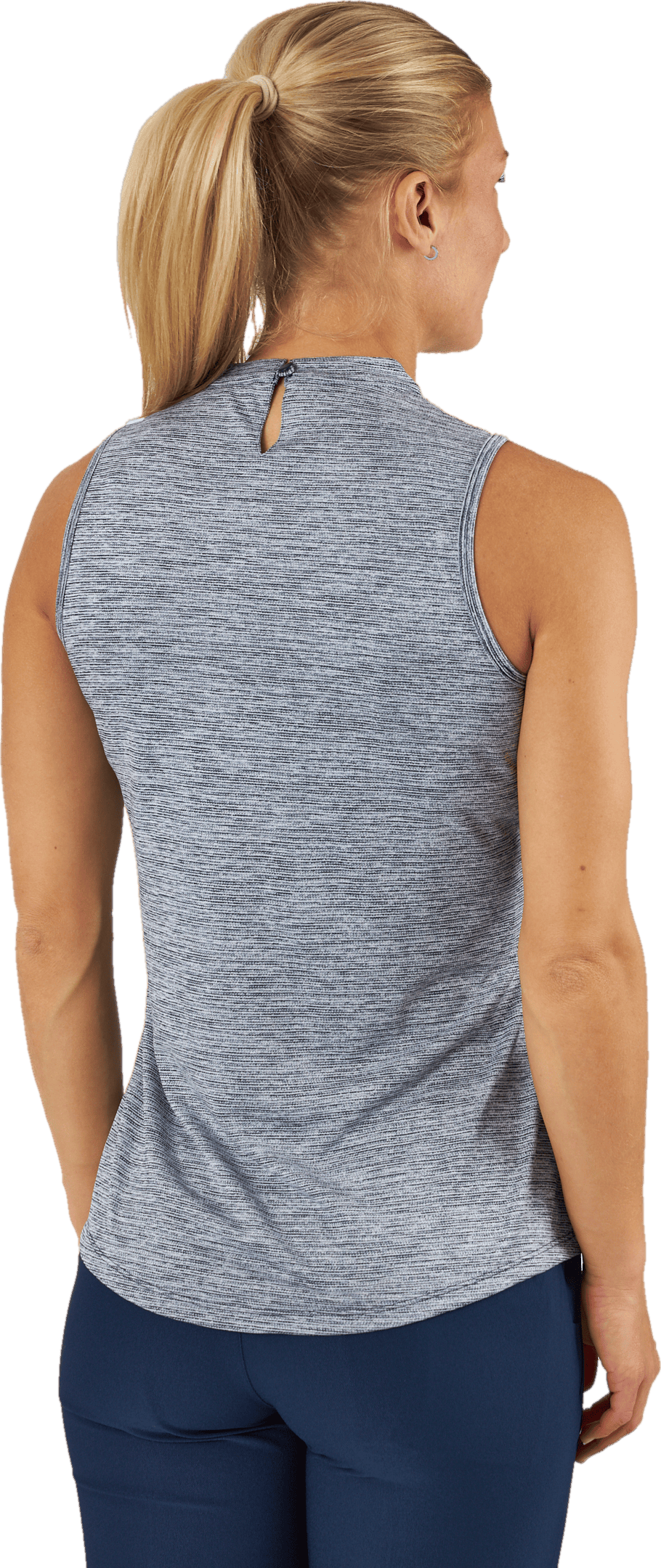 Essentials Heathered Mock-Neck Sleeveless Golf Polo Shirt Collegiate Navy - Bild 3