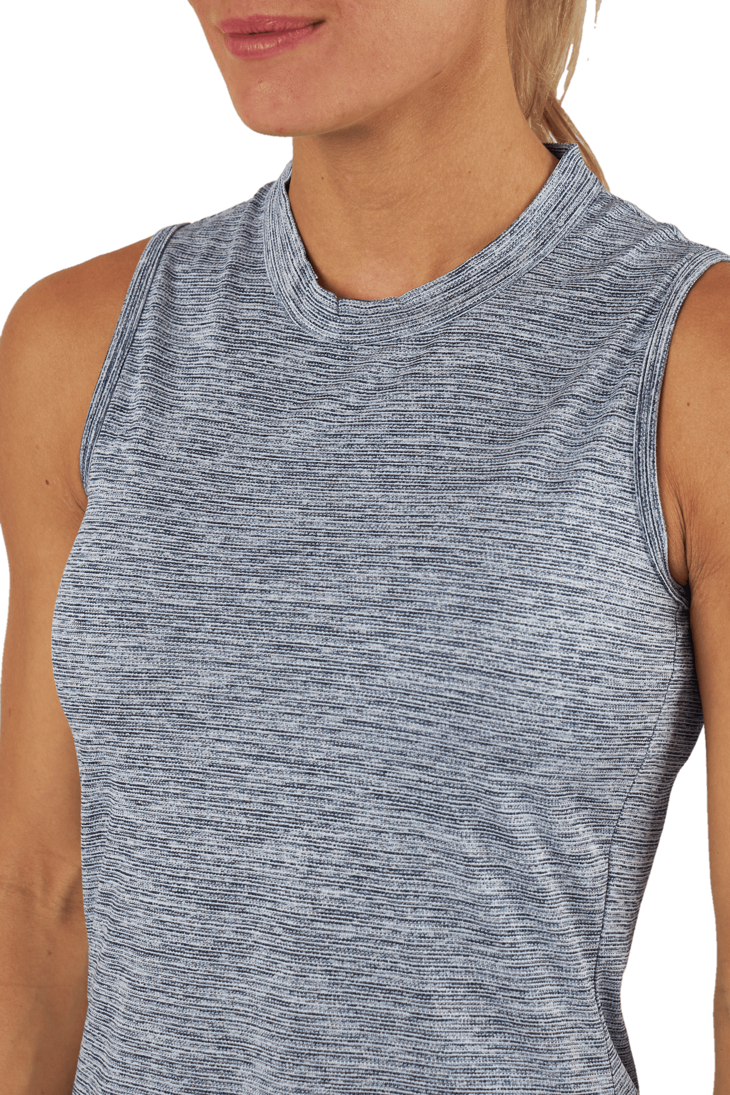 Essentials Heathered Mock-Neck Sleeveless Golf Polo Shirt Collegiate Navy - Bild 4