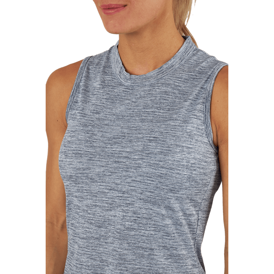 Essentials Heathered Mock-Neck Sleeveless Golf Polo Shirt Collegiate Navy - Bild 4