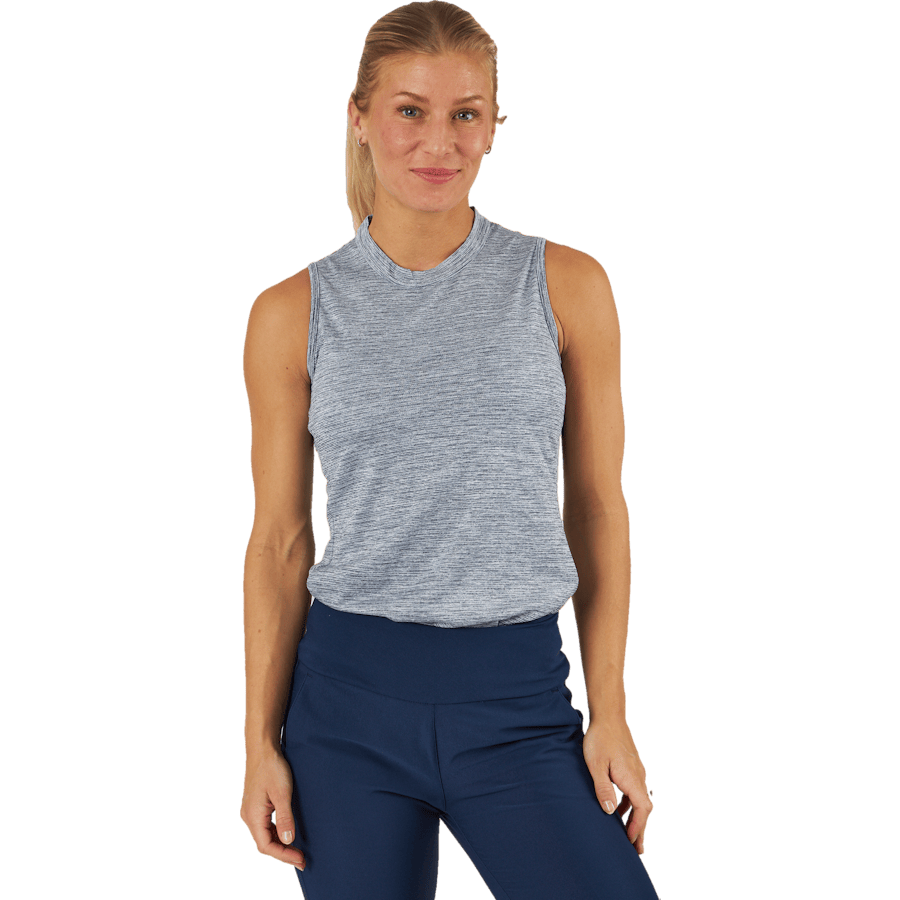 Essentials Heathered Mock-Neck Sleeveless Golf Polo Shirt Collegiate Navy - Bild 6