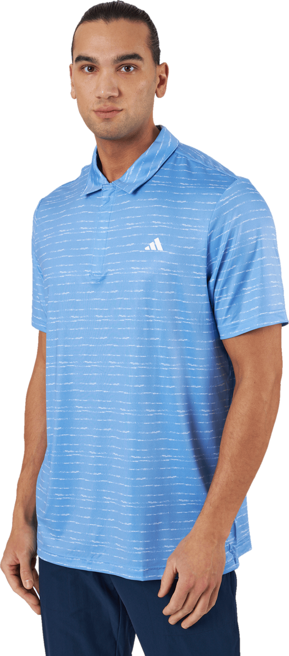 Stripe Zip Golf Polo Shirt Blufus/White