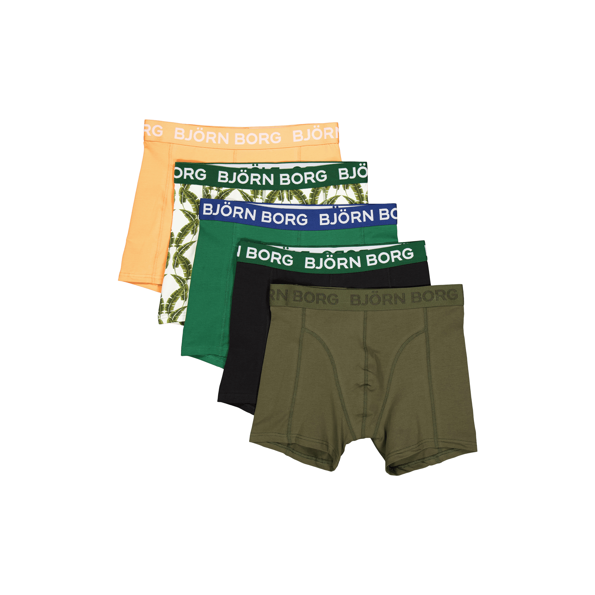 Cotton Stretch Boxer 5p Multipack 6, Male, Klær, Undertøy, Grønn, M