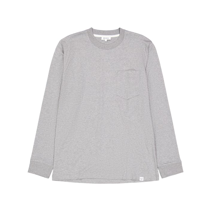 Johannes Standard Pocket Ls Light Grey Melange, Male, Kleding, Tops, Grijs, M