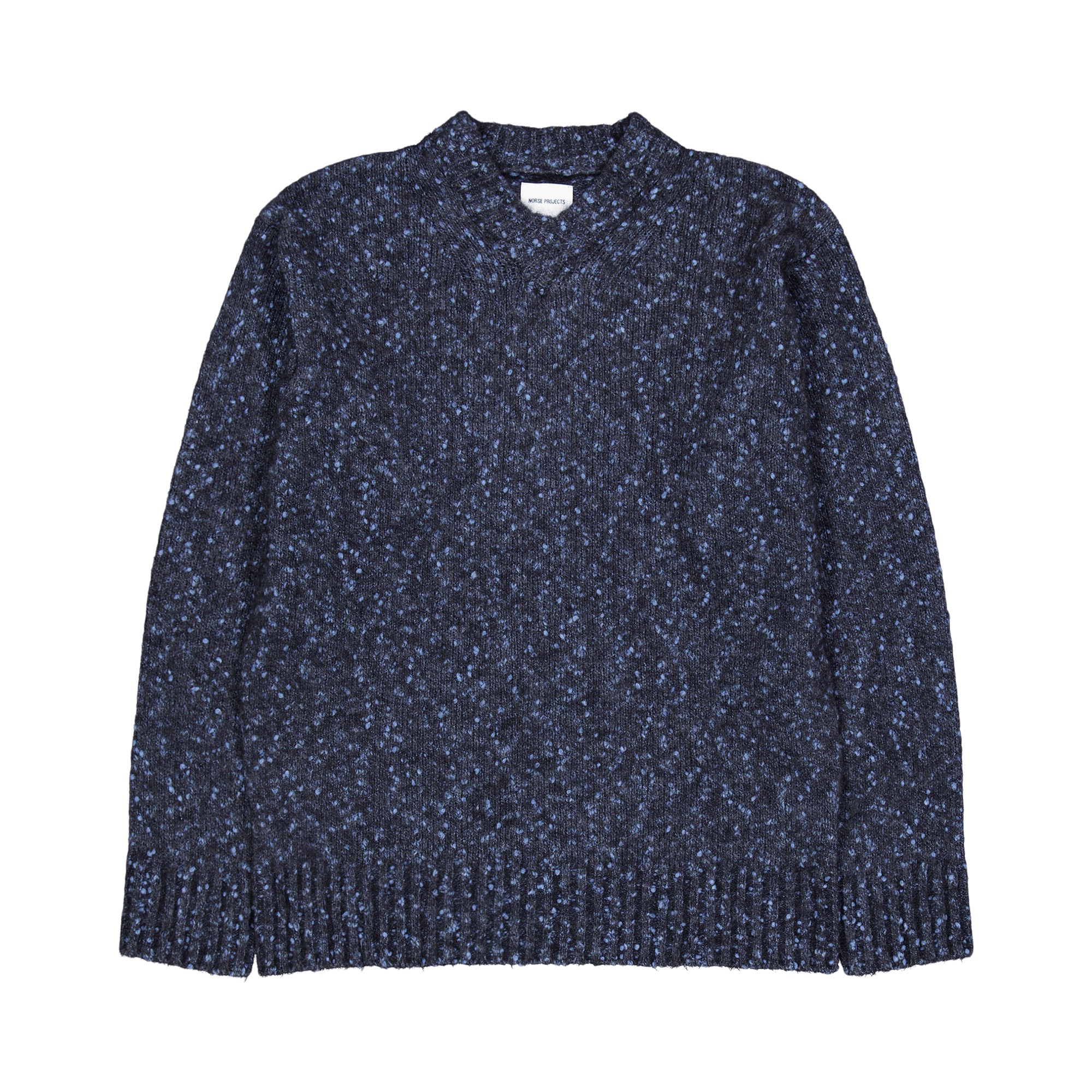 Rasmus Relaxed Tweed V-neck Sw Light Stone Blue