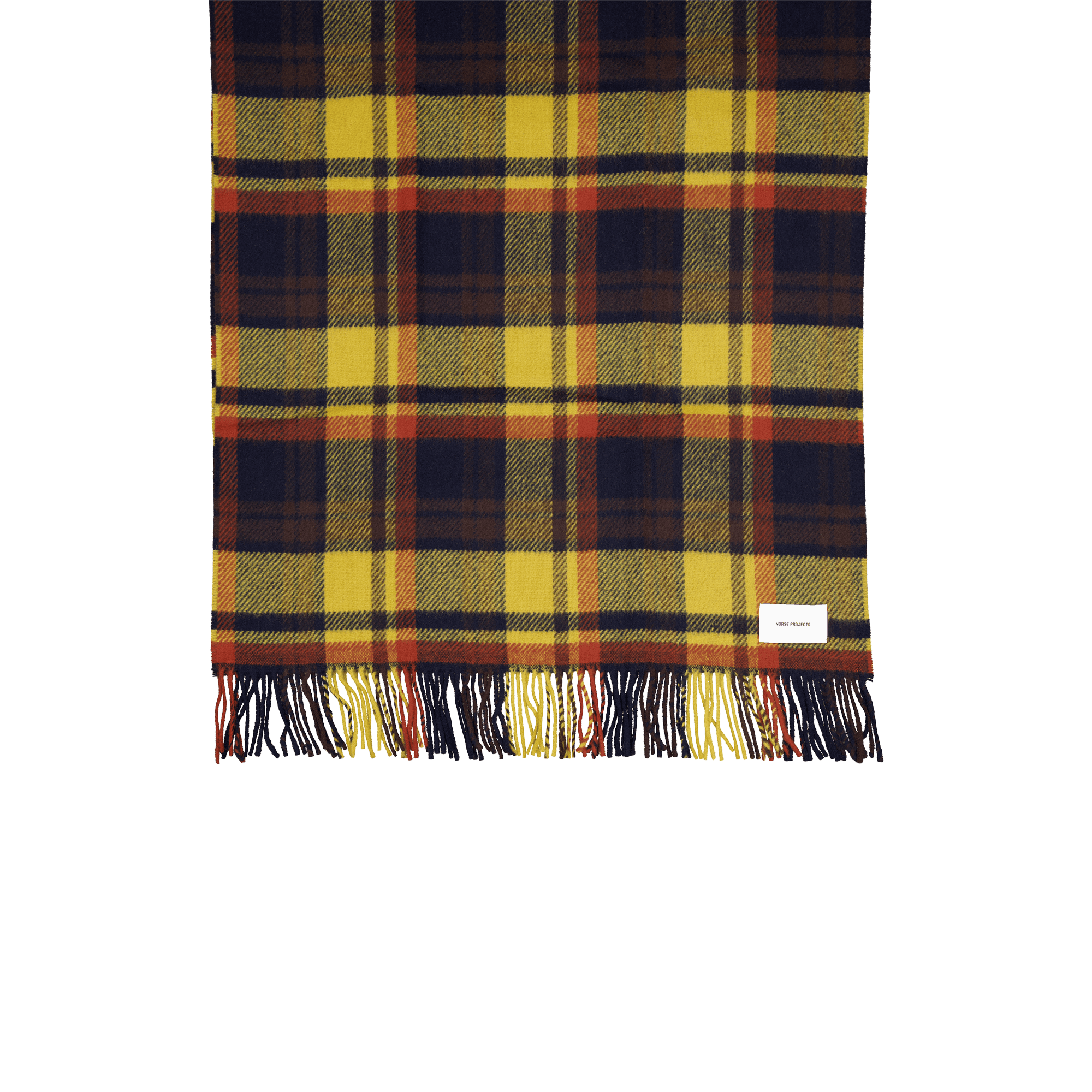 Virgin Wool Checked Scarf Dark Navy