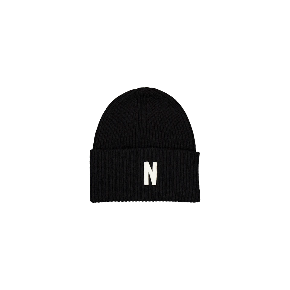 Merino Lambswool Rib N Logo Be Black