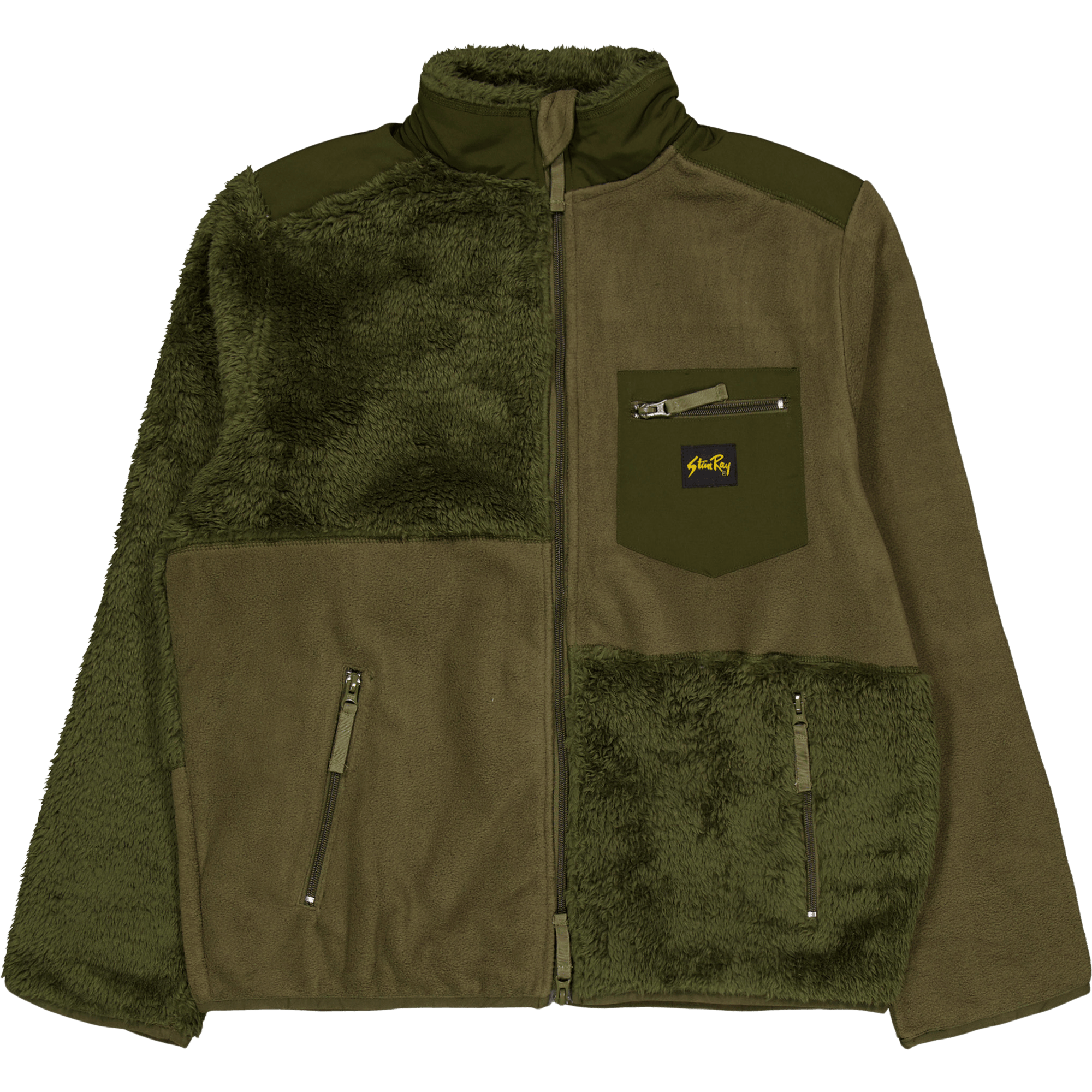 Patchwork Fleece Jacket Olive