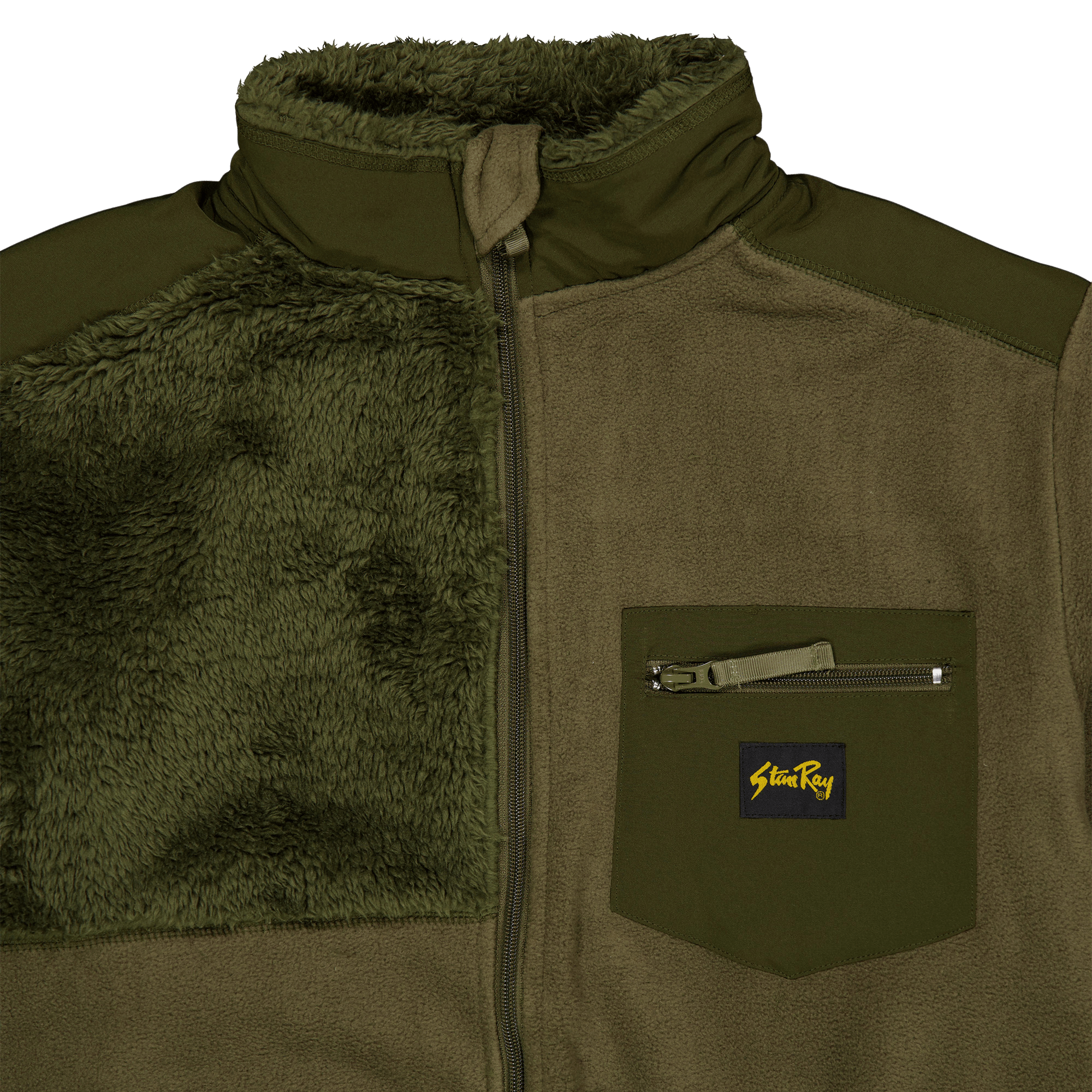 Patchwork Fleece Jacket Olive - Bild 3