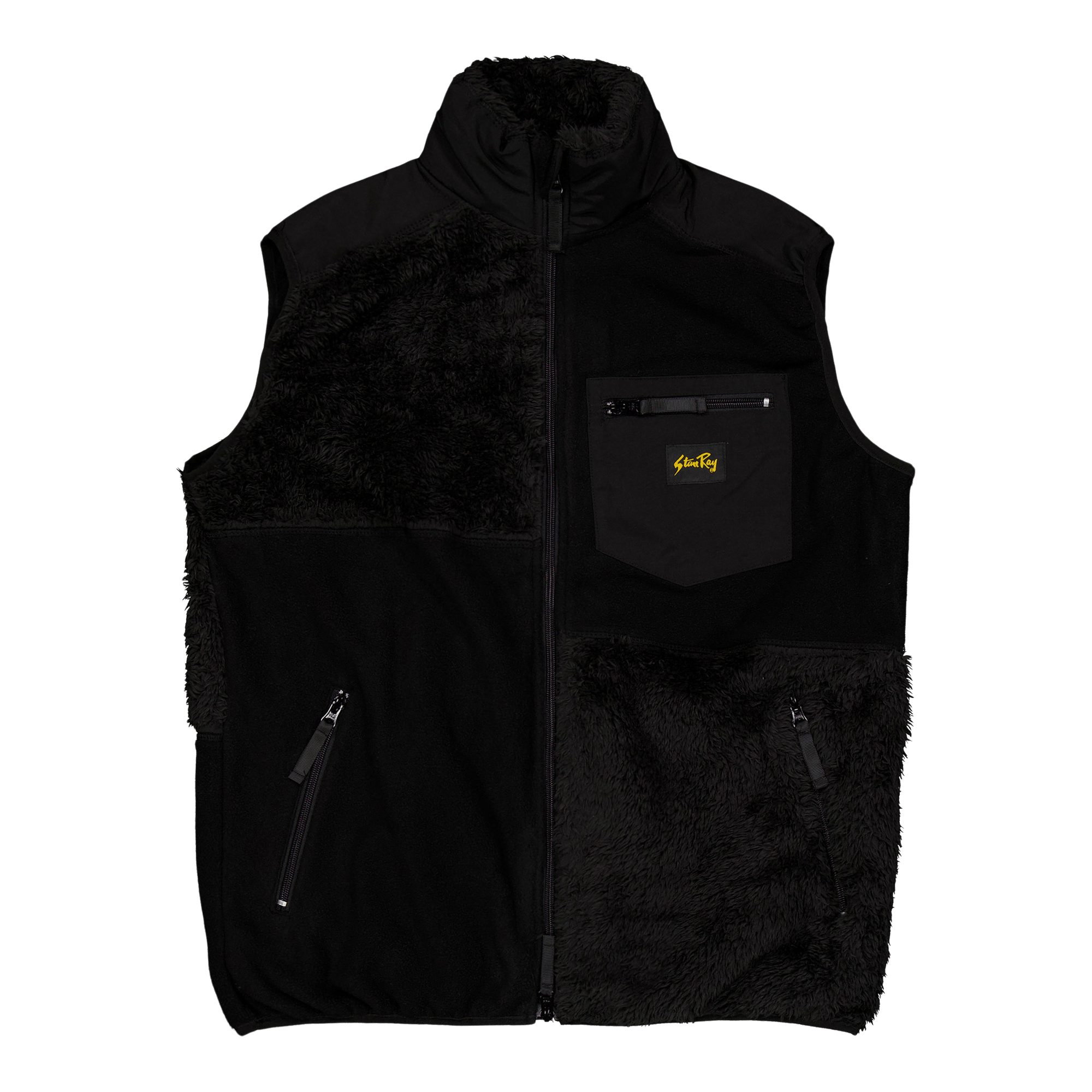Patchwork Fleece Vest Black