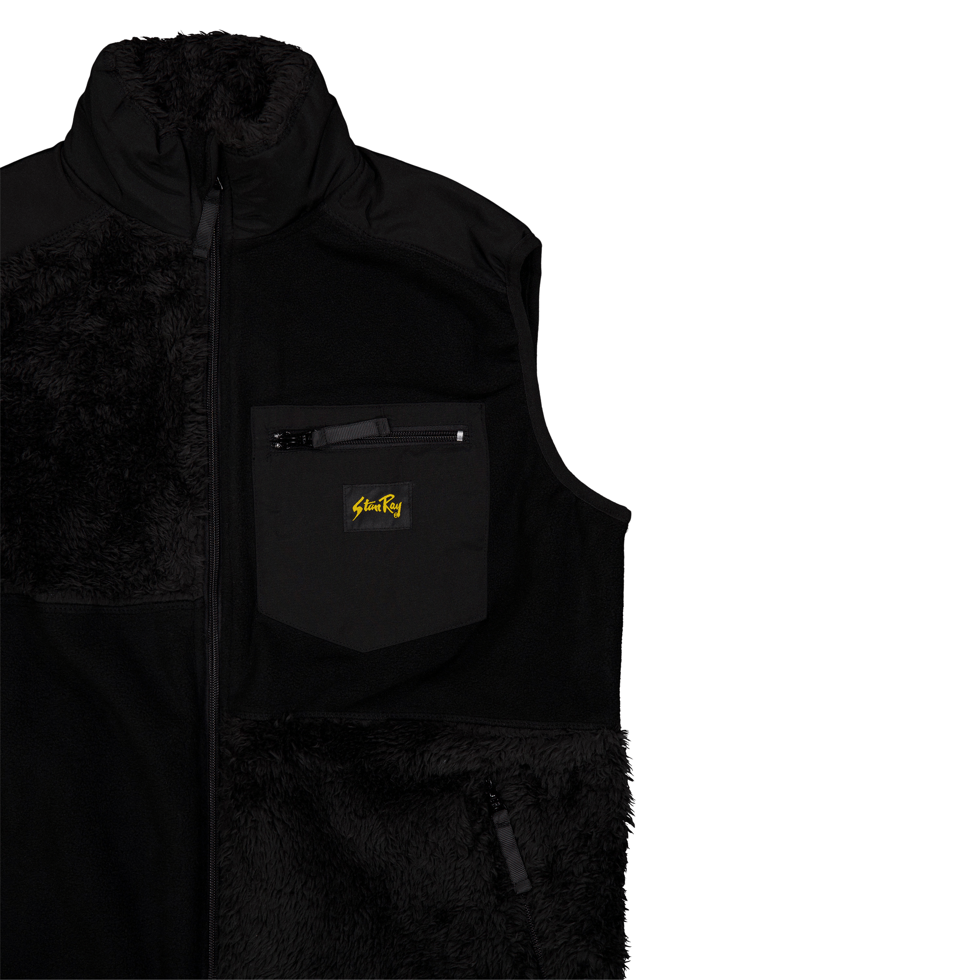 Patchwork Fleece Vest Black - Bild 3