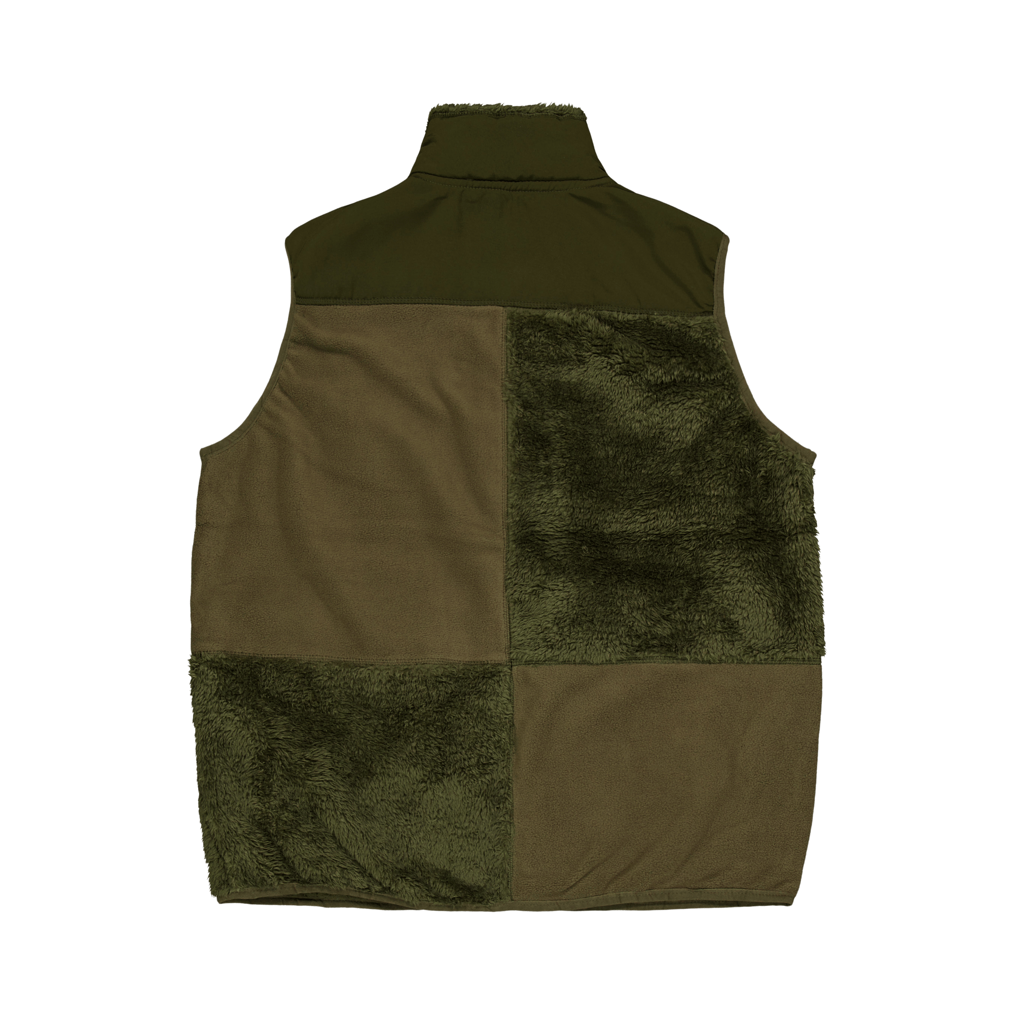 Patchwork Fleece Vest Olive - Bild 2