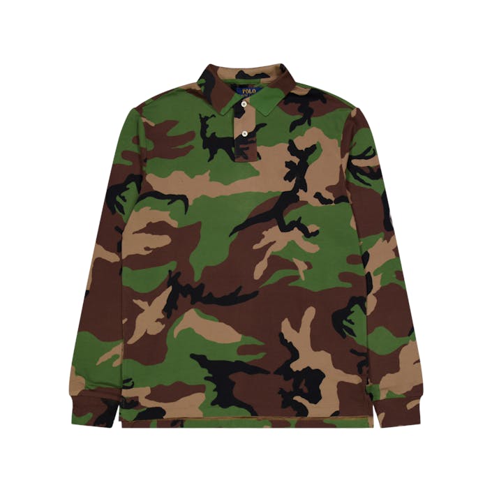 Custom Slim Fit Camo Mesh Polo Shirt Surplus Camo, Male, Apparels, Tops, Multi color, XXL