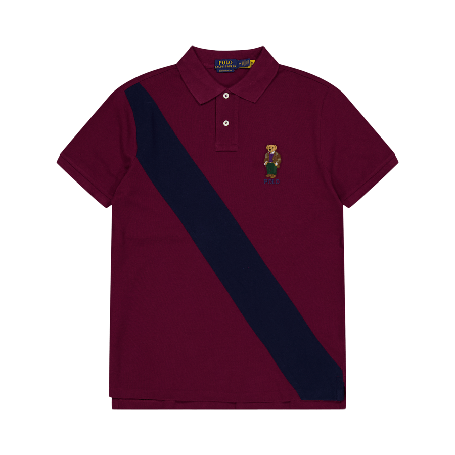 Custom Slim Fit Polo Bear Polo Shirt Fa23 Cls Wn/Crse Nvy Hrtg Bear