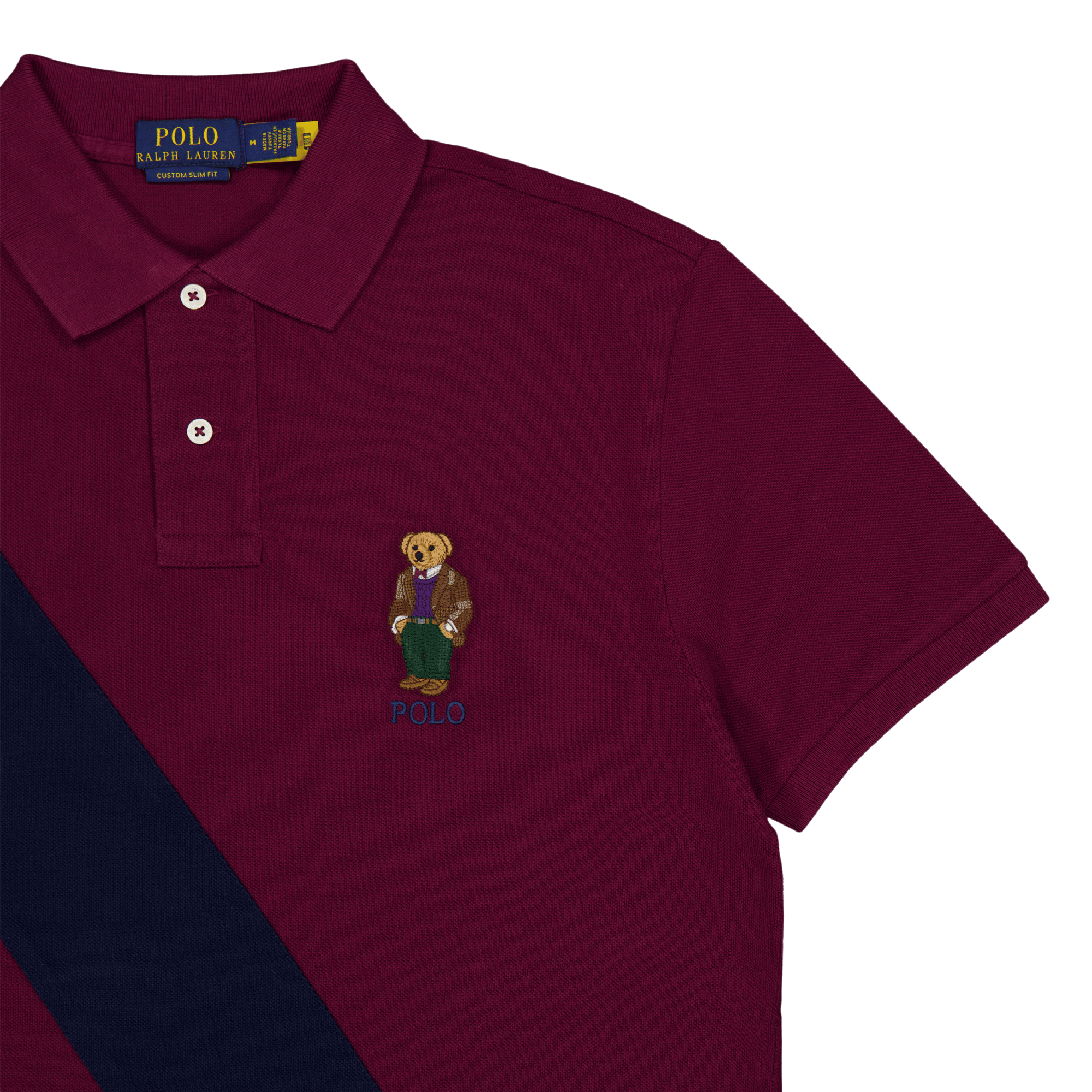 Custom Slim Fit Polo Bear Polo Shirt Fa23 Cls Wn/Crse Nvy Hrtg Bear - Bild 3