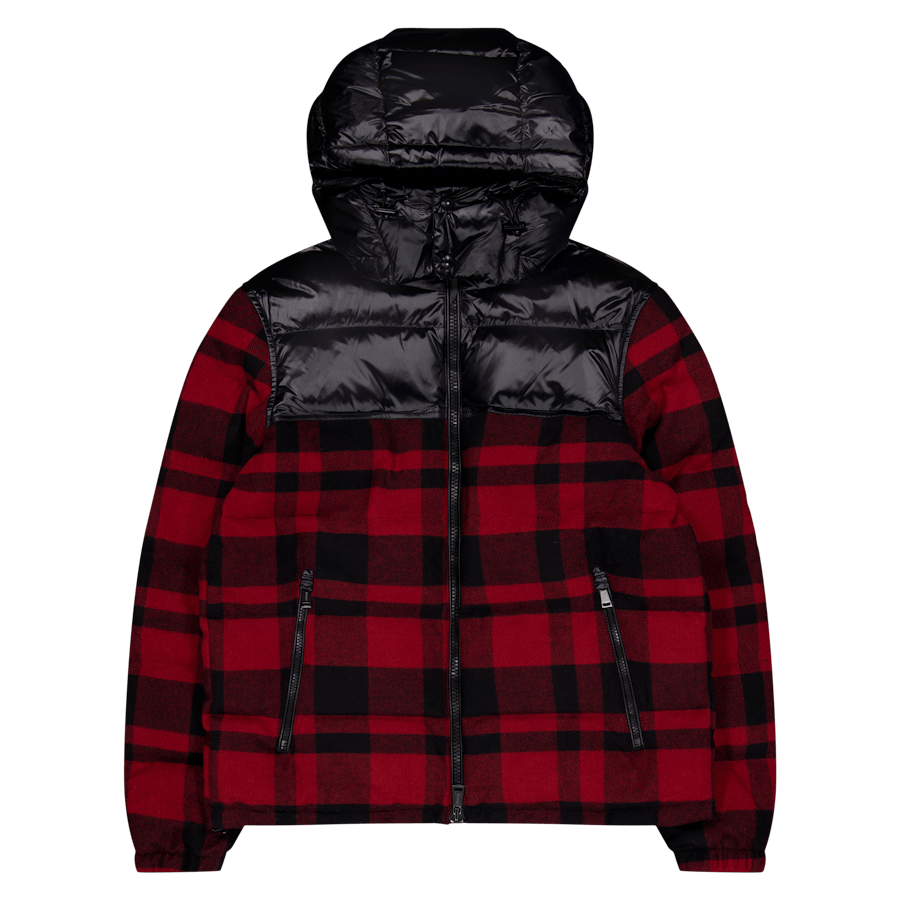 Water-Repellent Hybrid Down Jacket Polo Black/Holiday Check