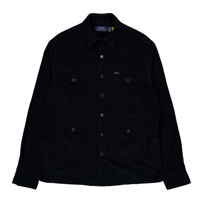 Classic Fit Corduroy Workshirt Polo Black, Male, Kläder, Tops, Svart, XXL