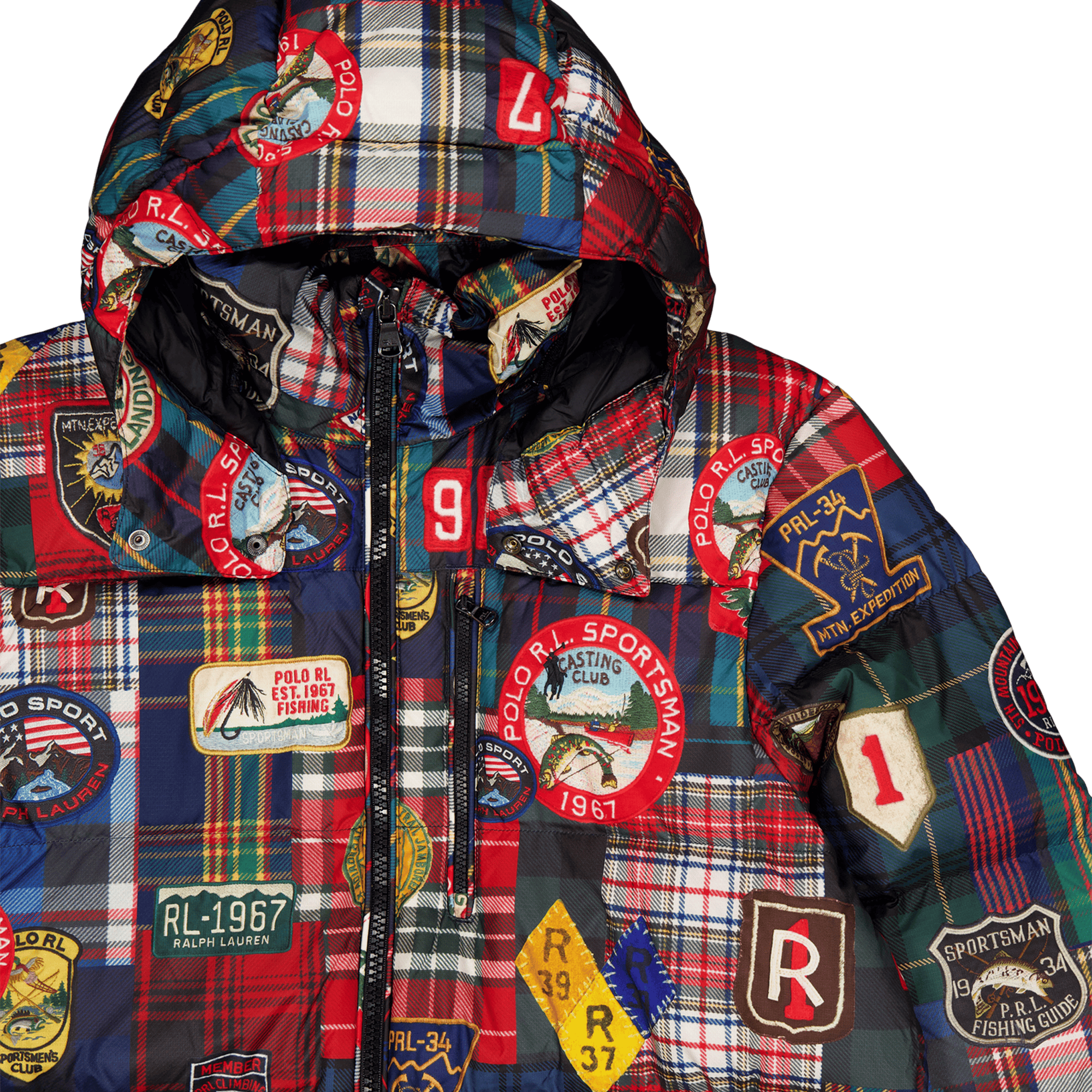 Water-Repellent Plaid-Print Down Coat Mountain Guide Patchwork - Bild 3