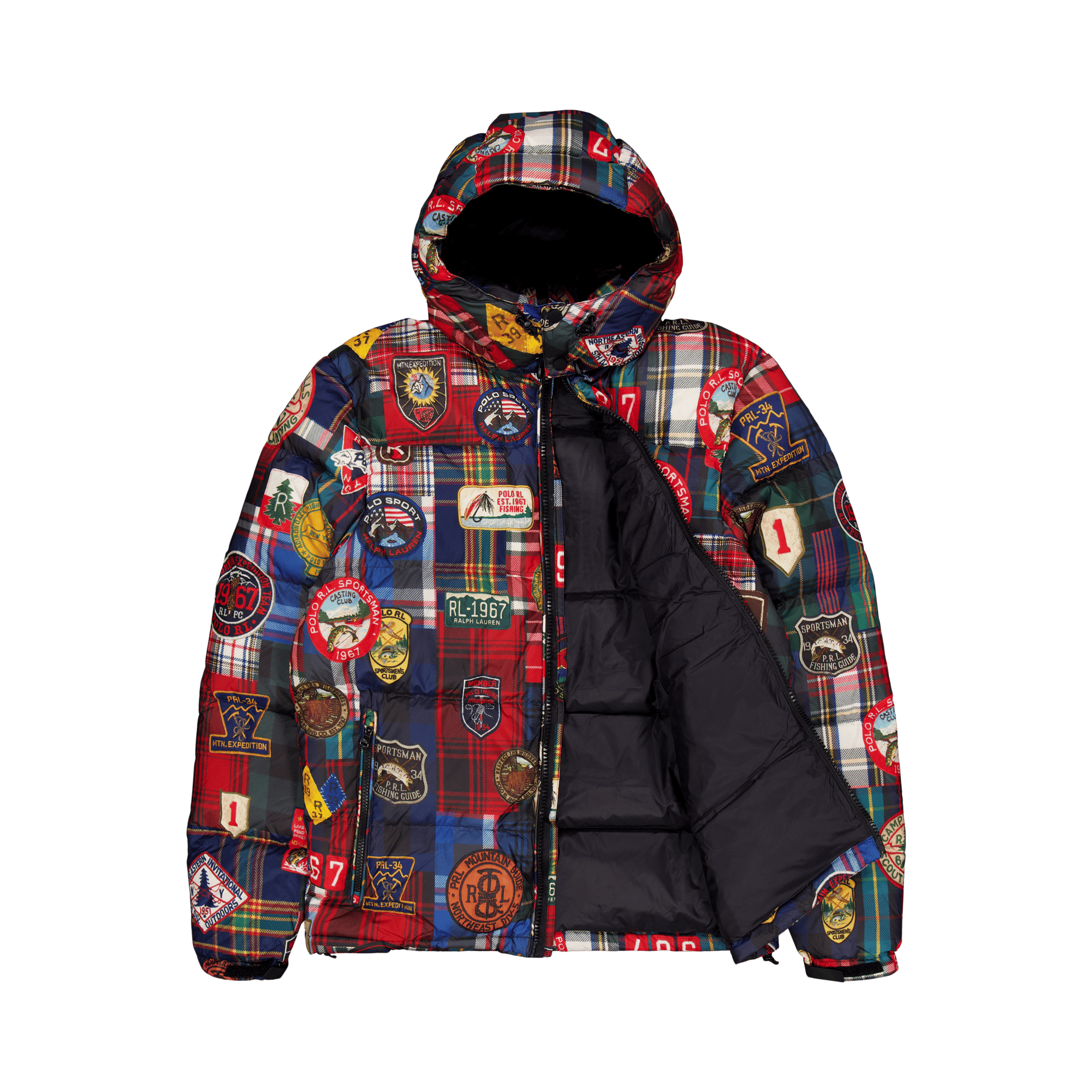 Water-Repellent Plaid-Print Down Coat Mountain Guide Patchwork - Bild 4