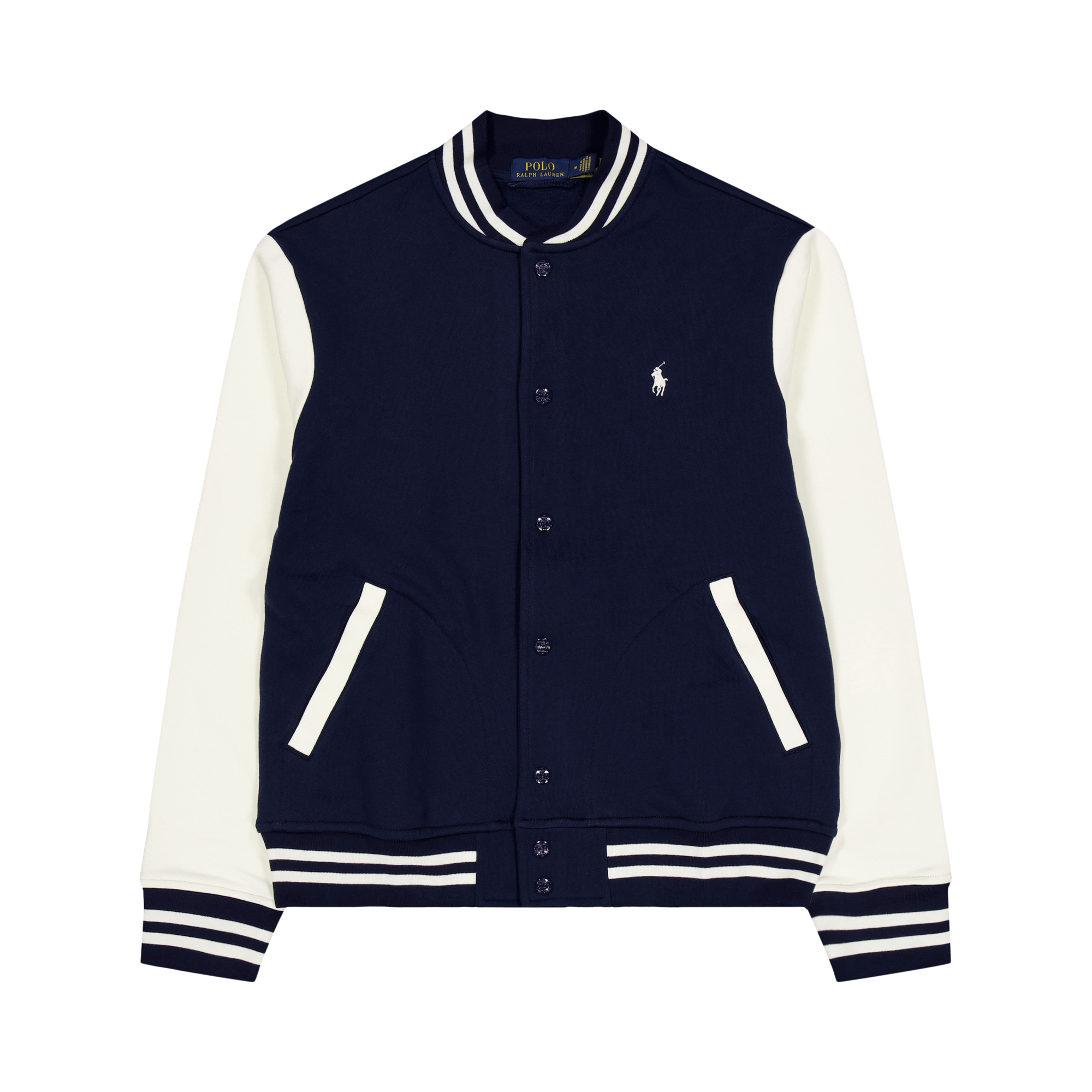 Fleece Baseball Jacket Cruise Navy/Clubhouse Cream, Male, Apparels, Tops, Blue, XL