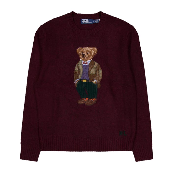 Polo Bear Wool-Cashmere Sweater Aged Wine Heather, Male, Apparels, Tops, Purple, XL