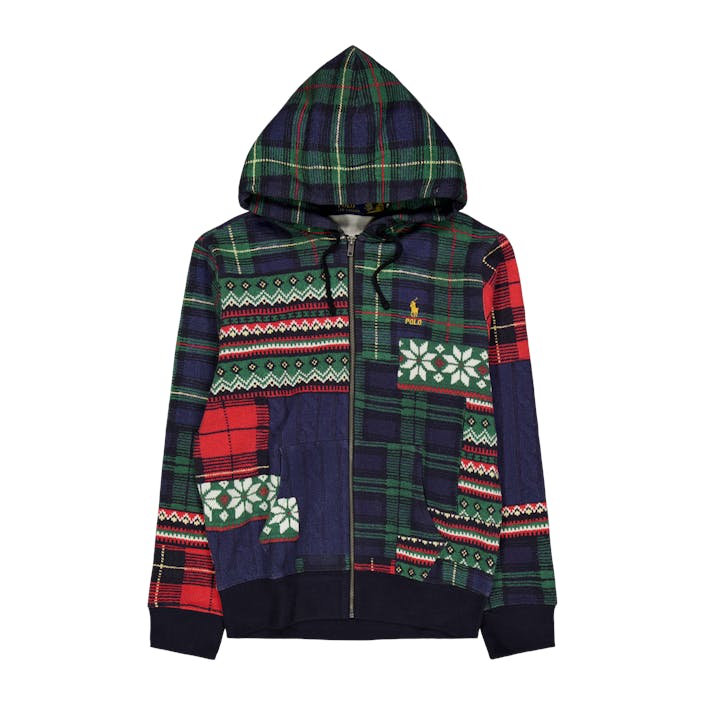 Patchwork Fleece Full-Zip Hoodie Stravenger Patchwrk, Male, Vêtements, sweats à capuche et pulls molletonnés, Multicolore, L