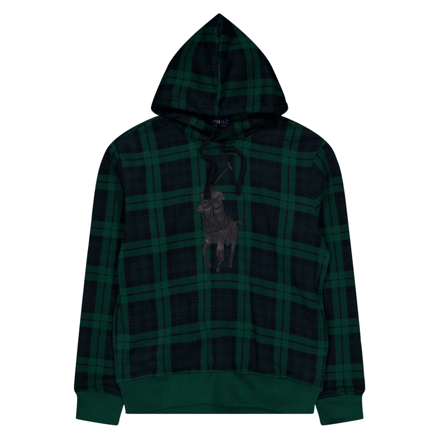 Leather Big Pony Plaid Fleece Hoodie Tartan