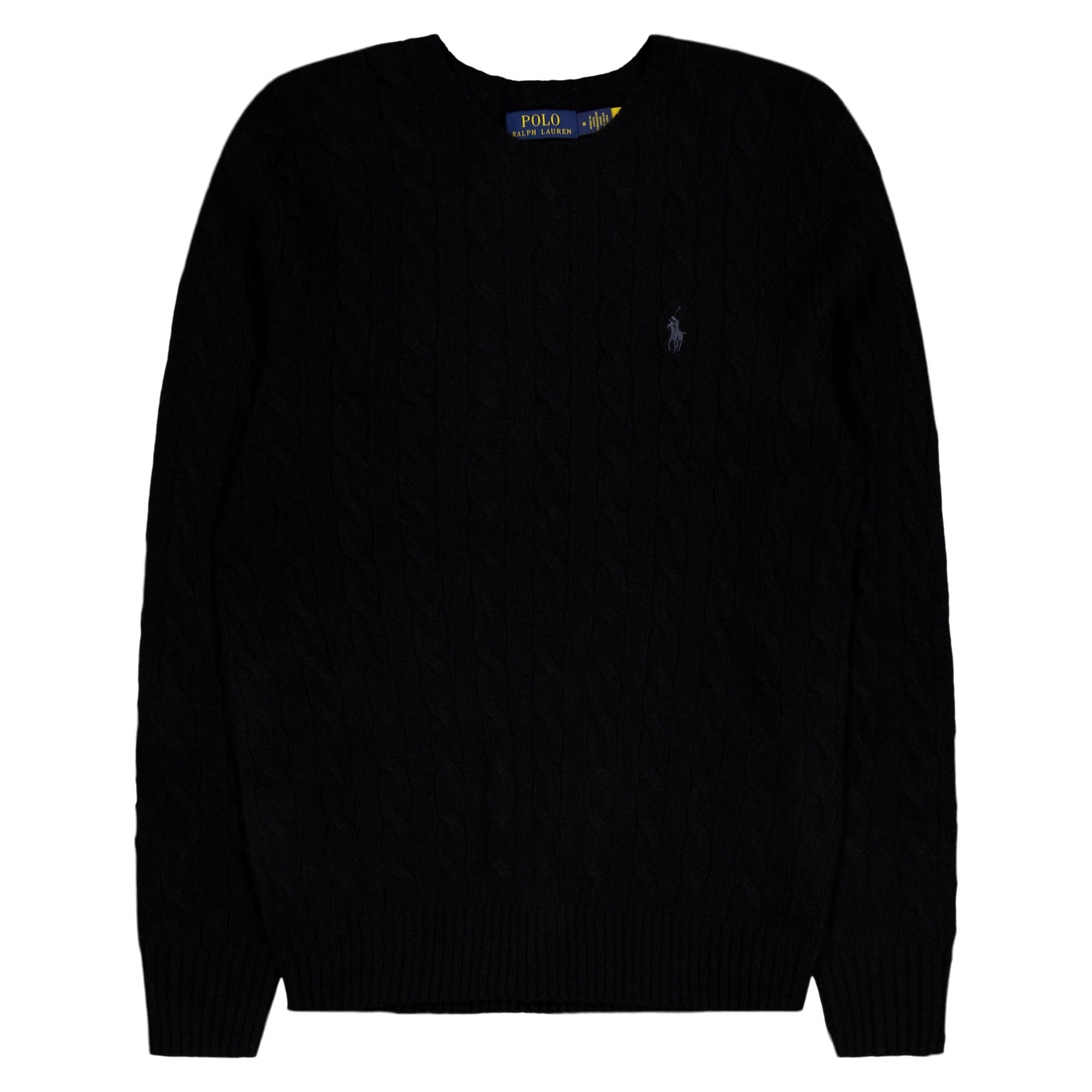 Cable-Knit Wool-Cashmere Sweater Polo Black, Male, Odevy, Tops, Čierna, XL