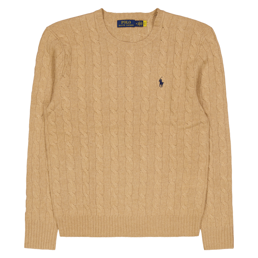 Cable-Knit Wool-Cashmere Sweater Camel Melange
