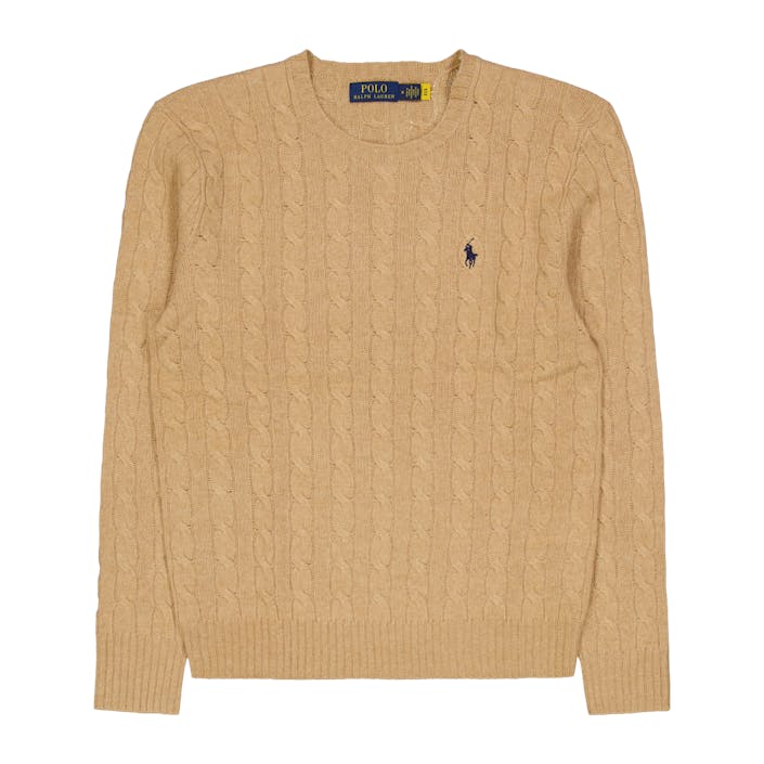 Cable-Knit Wool-Cashmere Sweater Camel Melange, Male, Vêtements, Tops, Beige, XL