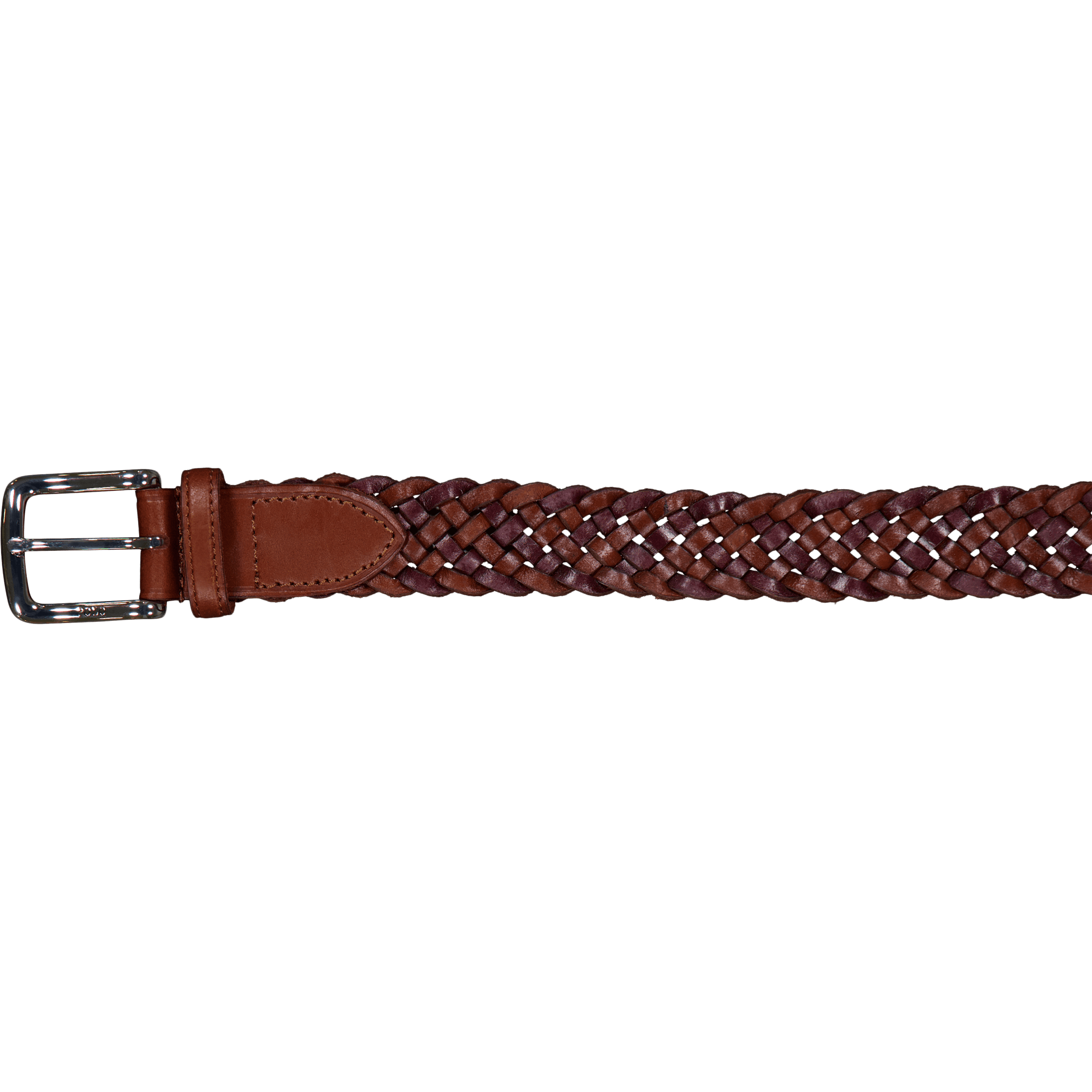 Braided Leather Belt Saddle / Dark Brown, Male, Utrustning, andra tillbehör, Brun, W32