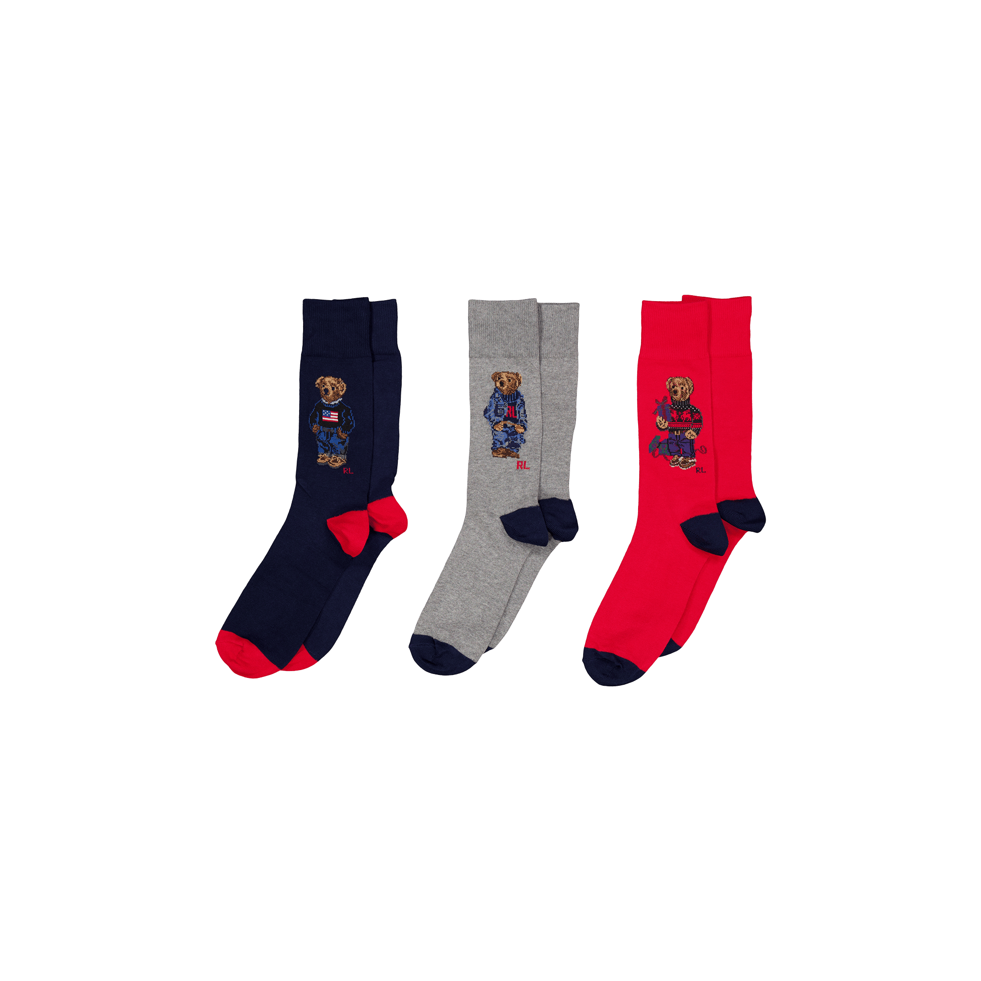 Polo Ralph Lauren 4-pack Giftbox Bear Socks 001 Gb 3 Bears, Male, Odevy, Ponožky, ONESIZE
