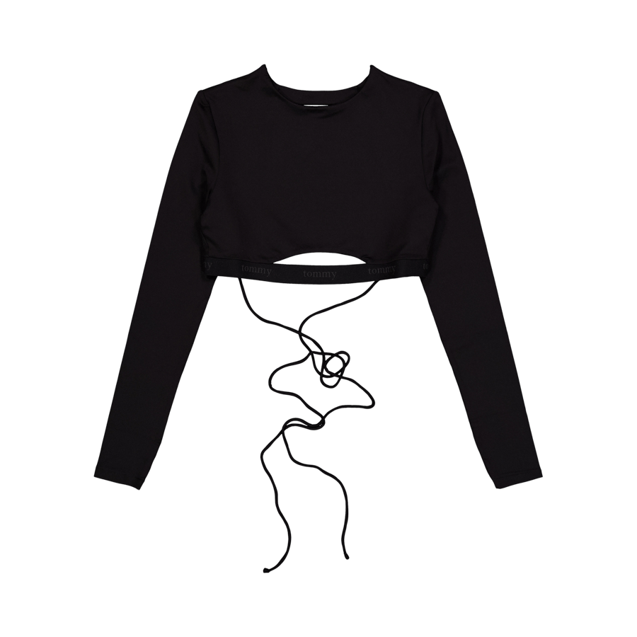 Tjcw Backless Longsleeve Cropt Black