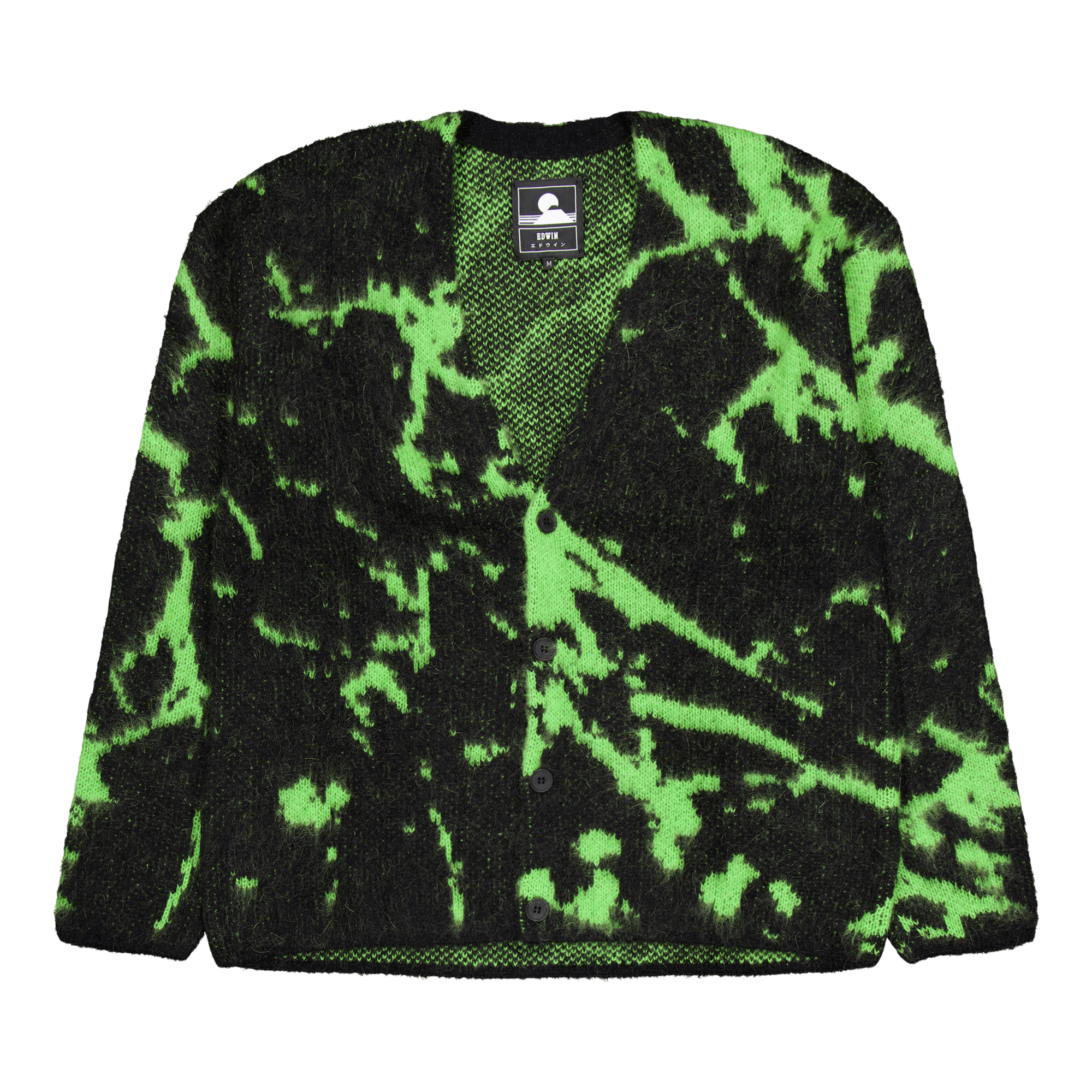 Hiji Cardigan Black/poison Green, Male, Kläder, Tops, Svart/Grön, M